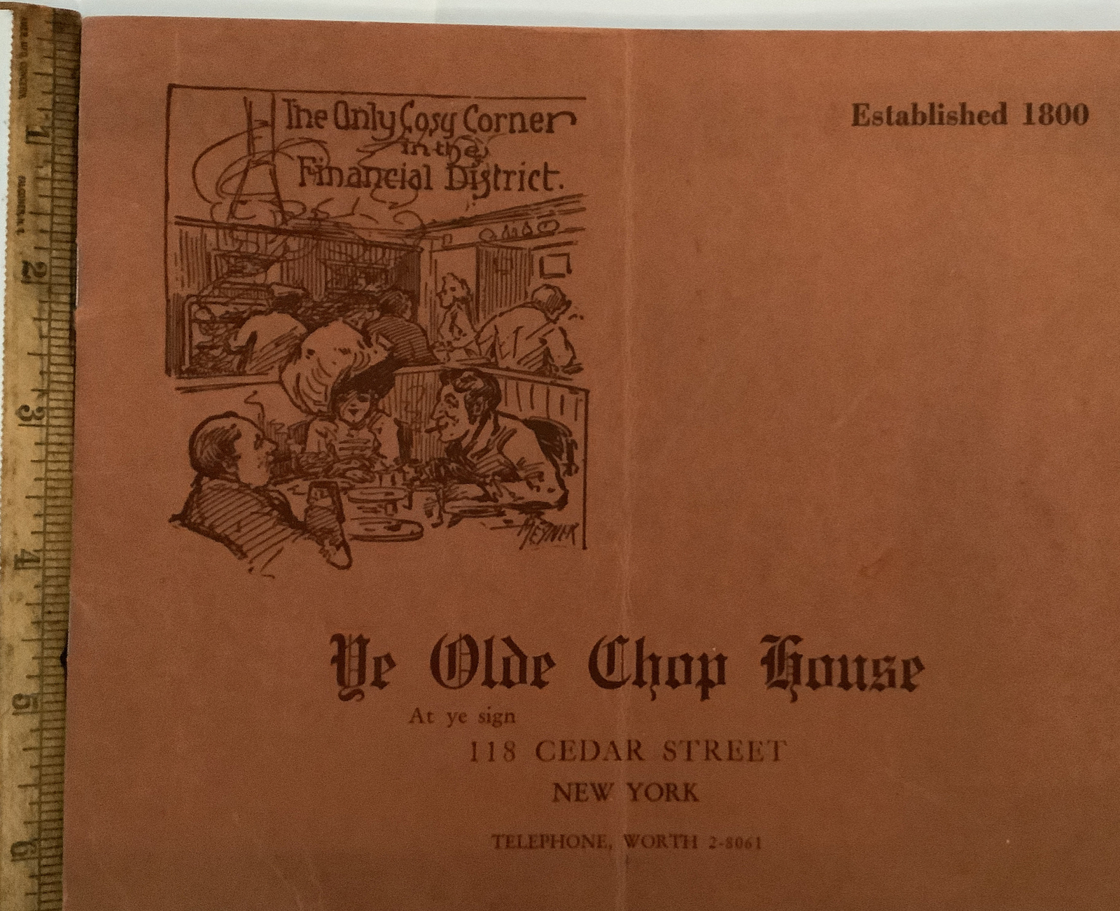 VTG New York City NYC Ye Olde Chop House Restaurant Paperback History Book
