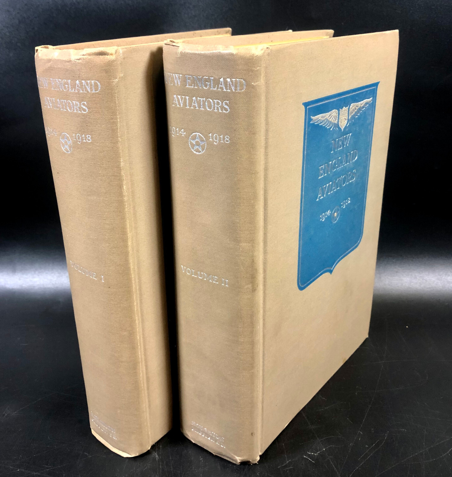 New England Aviators 2 Volume Set 1914-1920 ~ Houghton Mifflin Pilots WWI Lowell