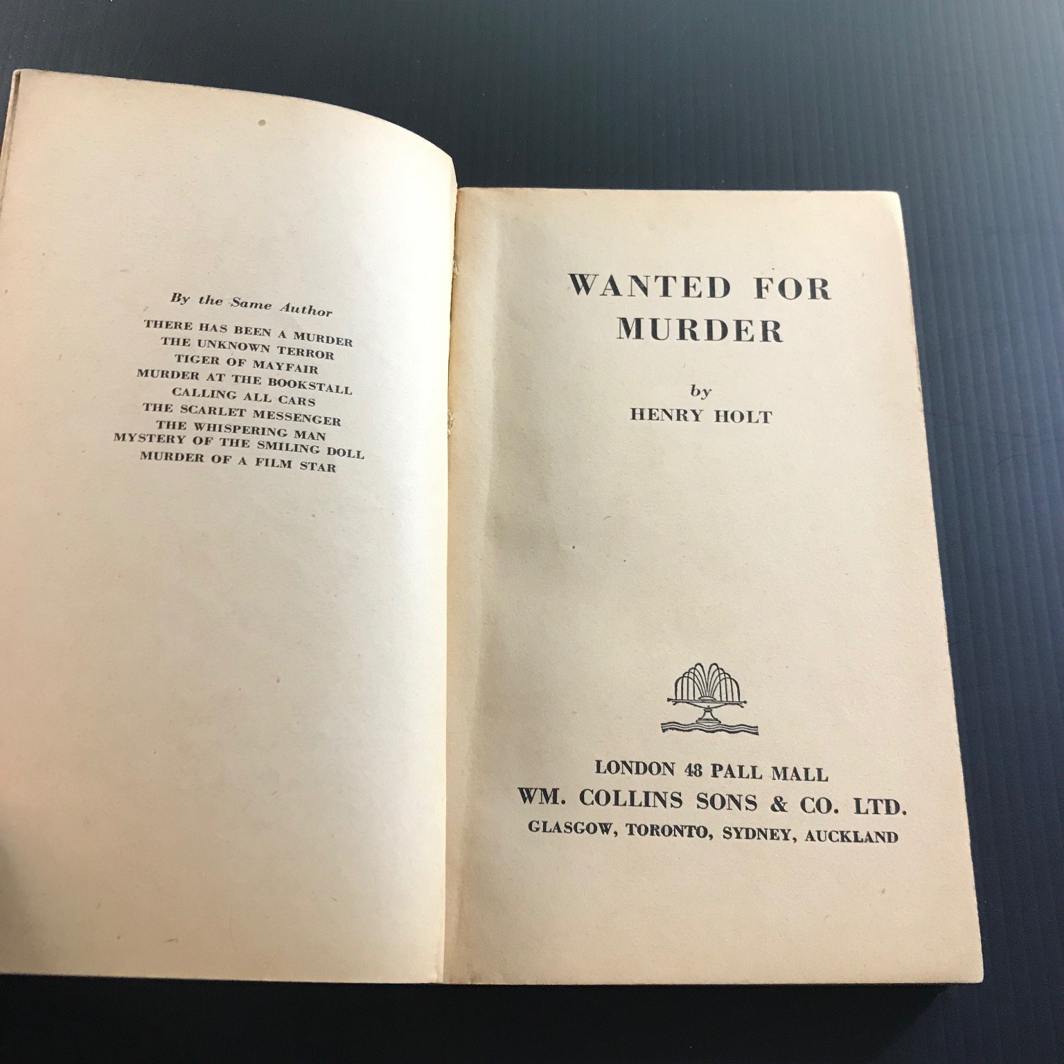 Wanted for Murder by Henry Holt 1941 Collins White Circle Pocket Novel