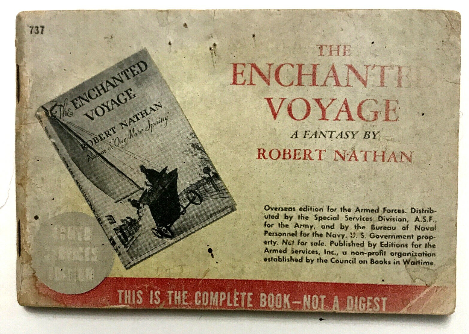 The Enchanted Voyage A Fantasy by Robert Nathan Armed Services Edition ASE #737