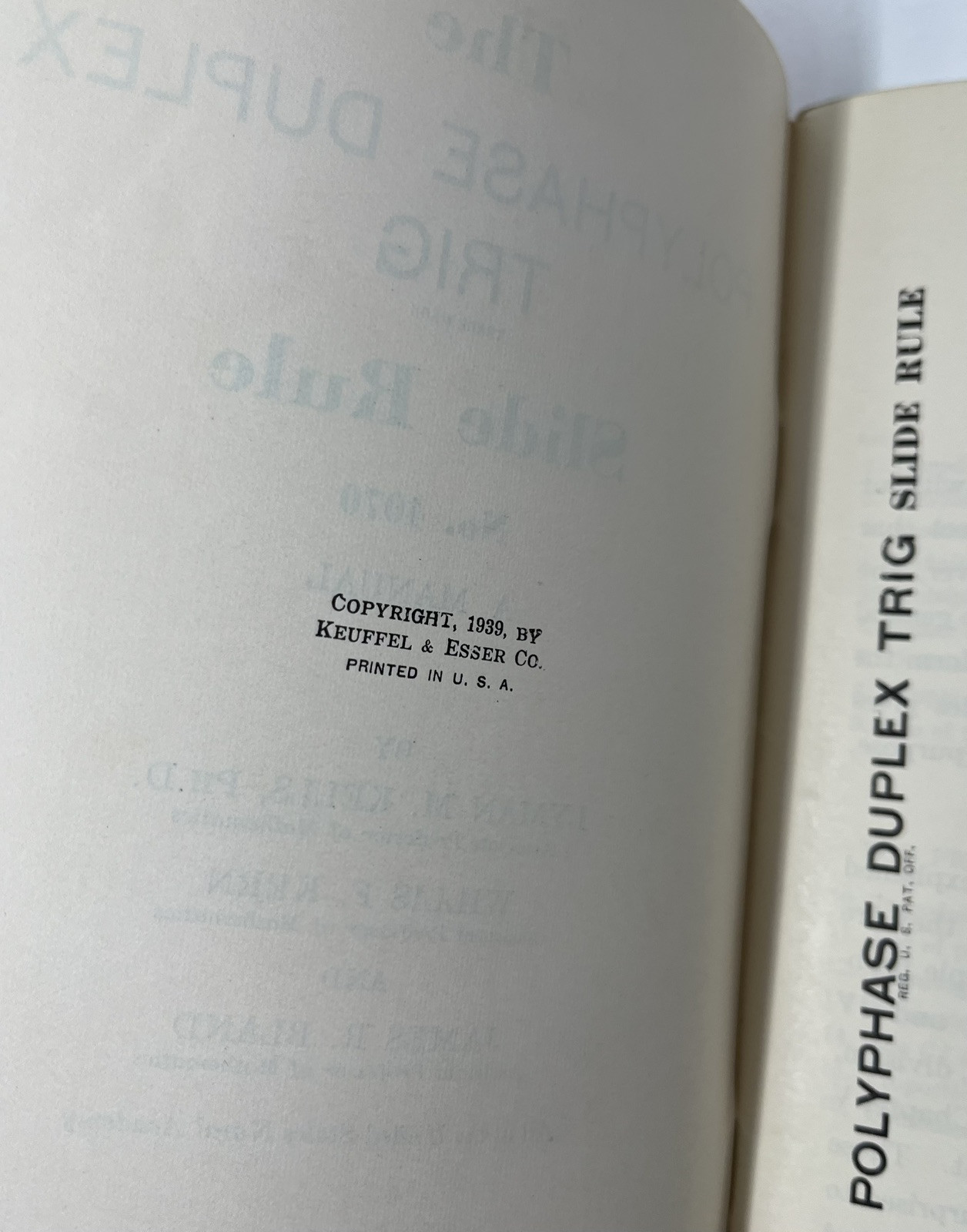 1939 The POLYPHASE DUPLEX TRIG Slide Rule Manual Vintage Keuffel & Esser Book