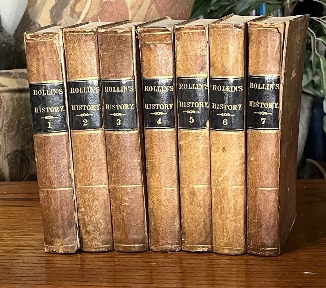 Rollin’s Ancient History 8-Volume Set (No 8) 1843 Robinson Pratt NY Leather 1800