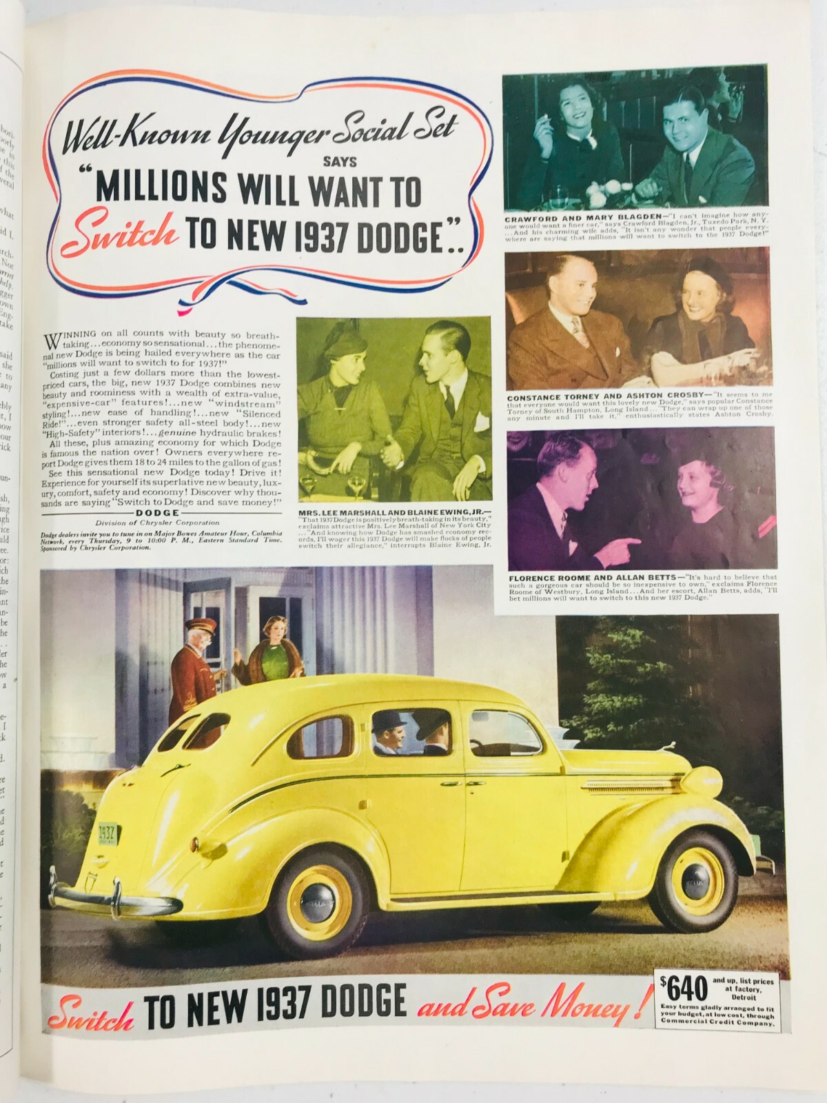 WOMEN’S HOME COMPANION MAGAZINE FEB 1937 DIONNE QUINTUPLETS FORD DODGE LUX HIND.
