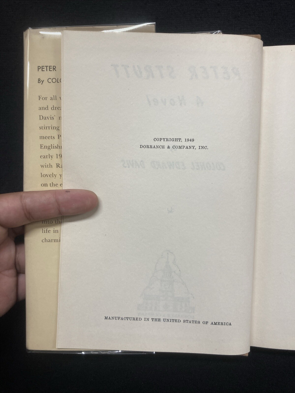 SIGNED Colonel Edward Davis PETER STRUTT 1949 novel HCDJ