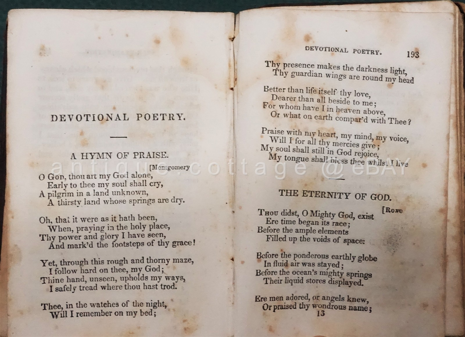1841 antique PRIVATE DEVOTION hannah more PRAYER MEDITATION bible religion