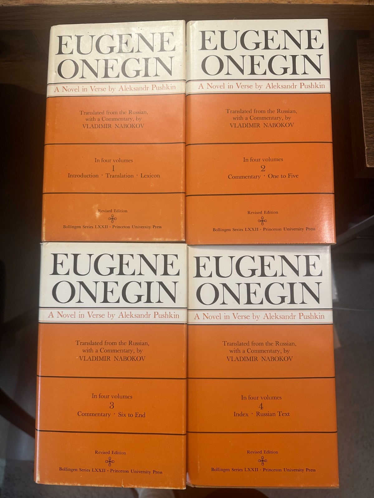 Eugene Onegin by Pushkin translated by Vladimir Nabokov 4 HC Vols. w/DJ’s VG++