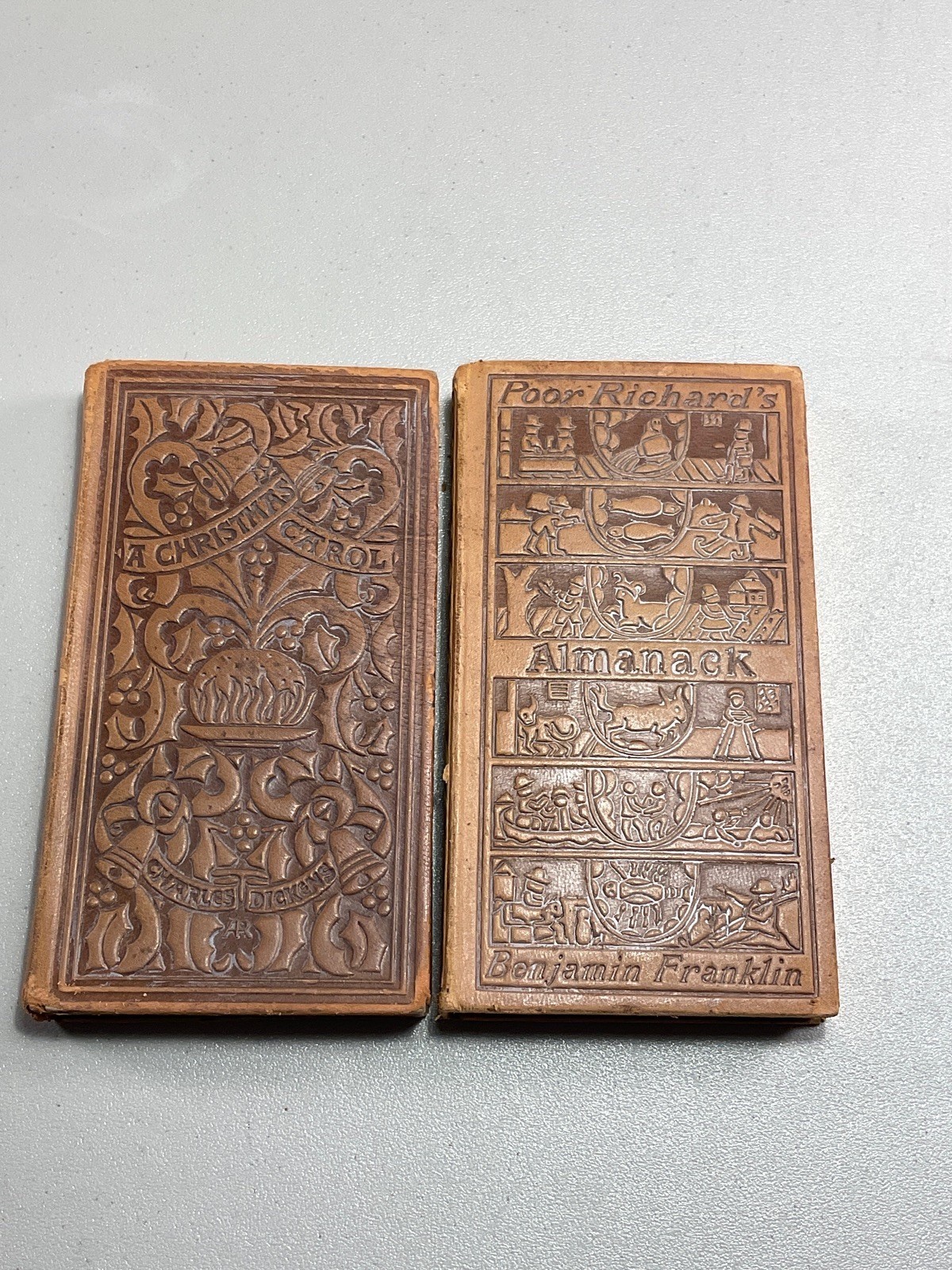 Dickens Christmas Carol & Franklin Poor Richard’s Almanack 1900’s Lot of 2 RARE