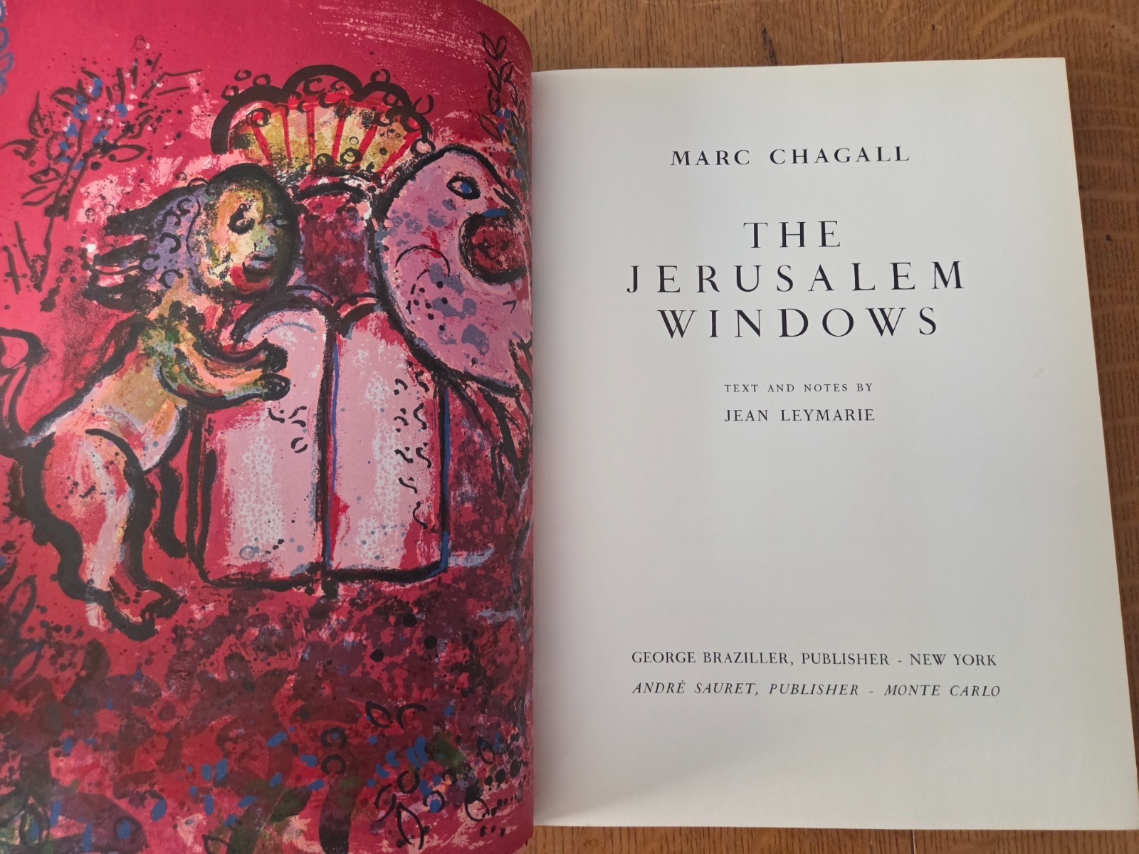 Marc Chagall The Jerusalem Windows 1962 Hardcover Book DJ 2 Original Lithographs