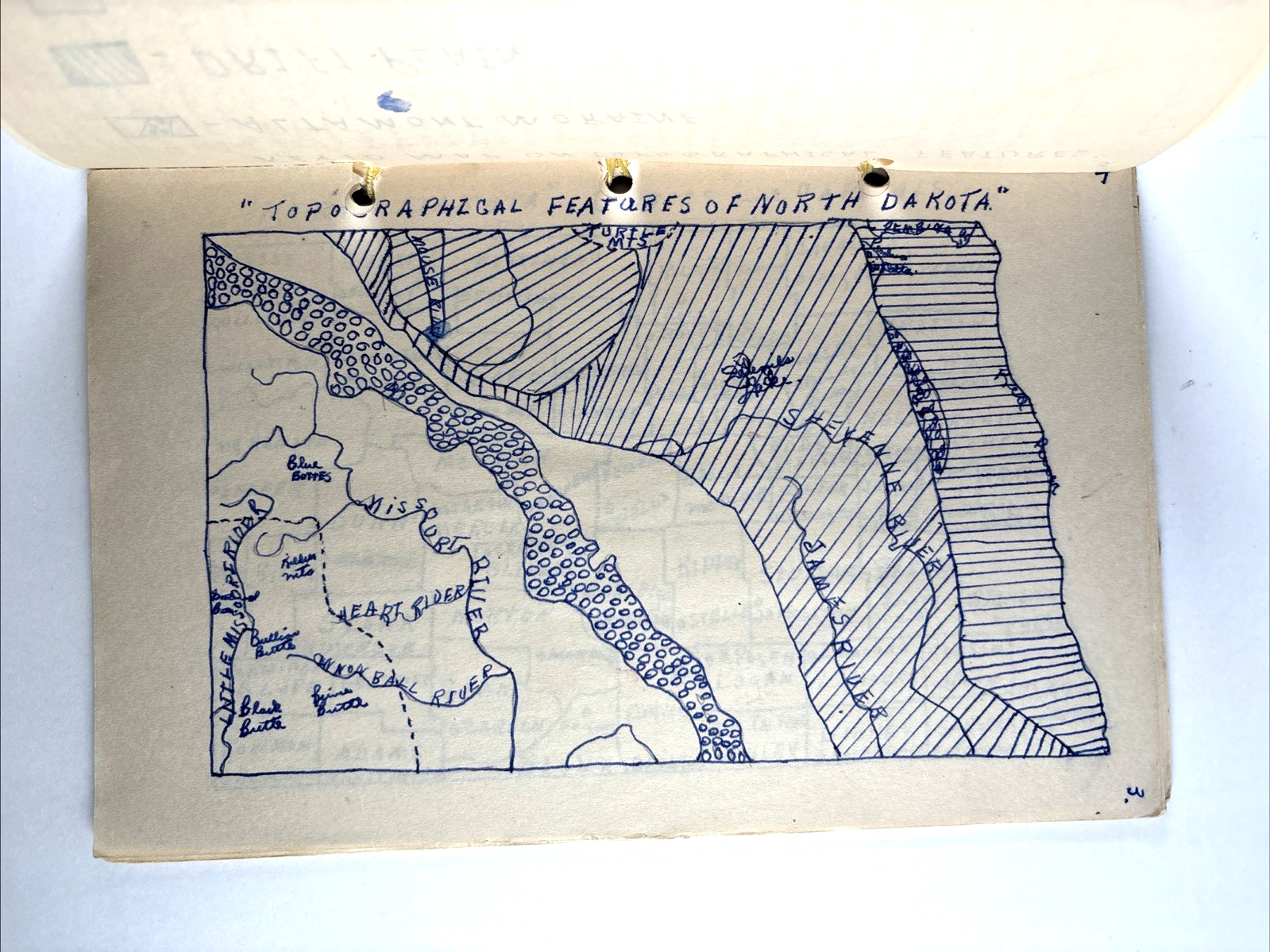 1910 North Dakota handwritten drawn maps school notebook state report antique