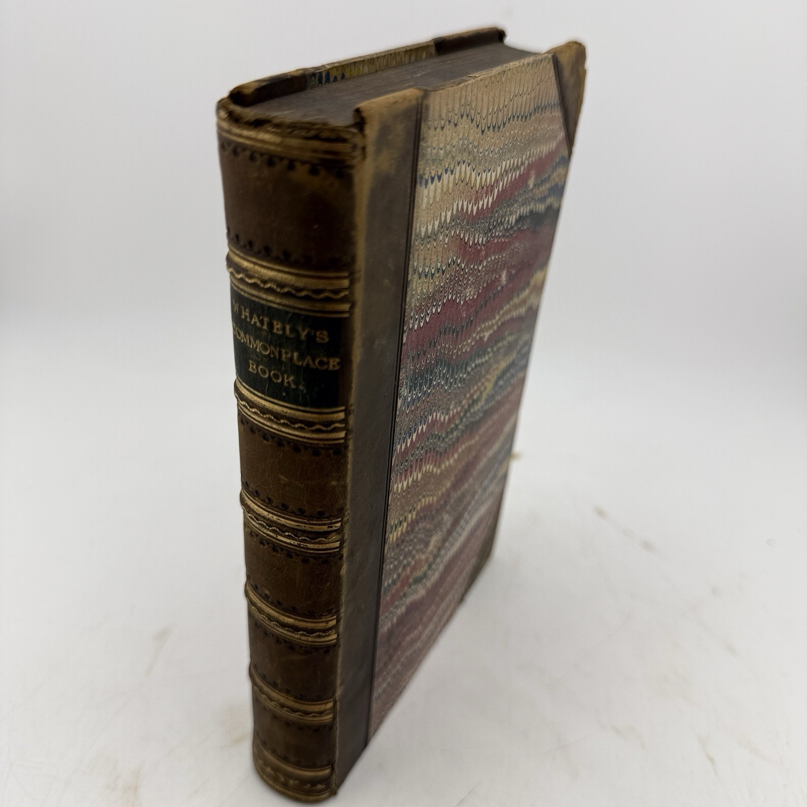 1864 Richard Whately Commonplace Book Half Leather Binding Antique
