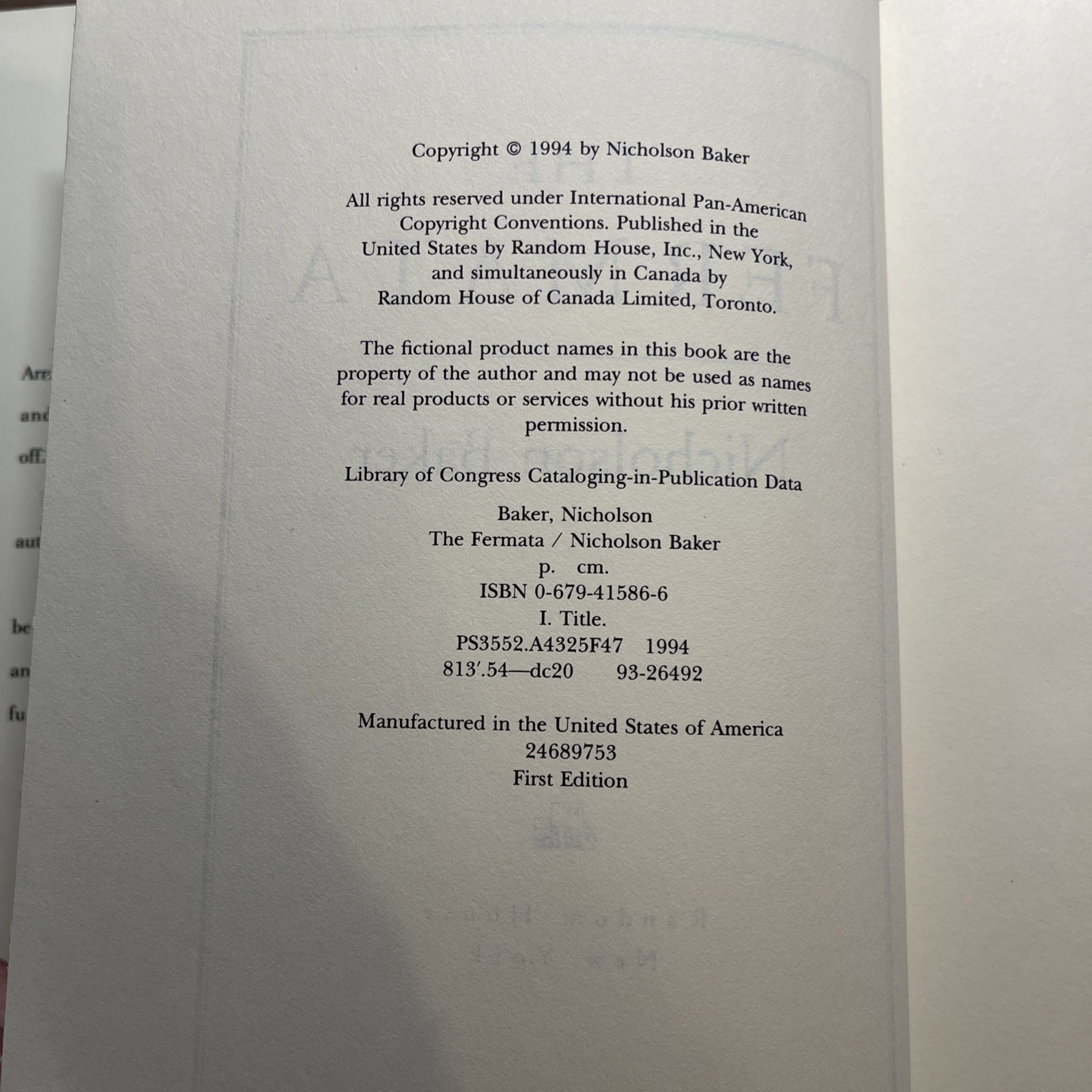 Baker Nicholson / The Fermata 1st Edition 1994