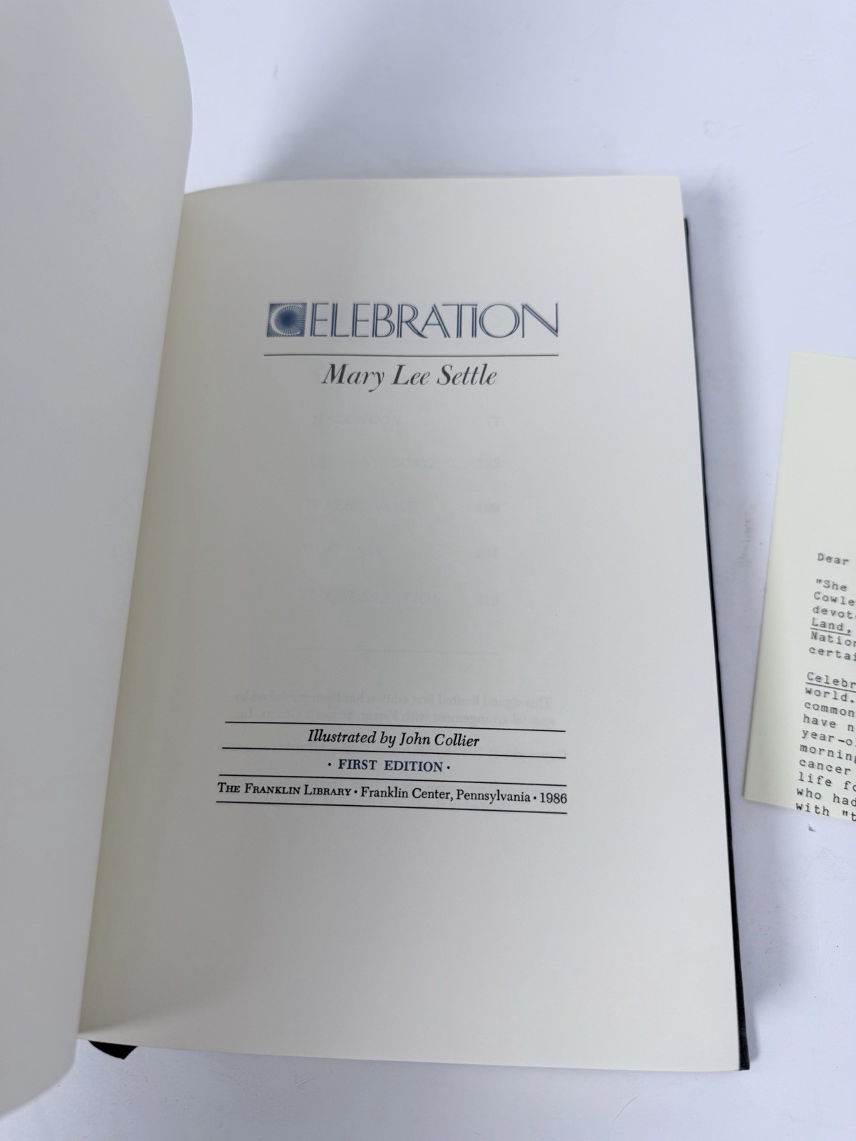 Mary Lee Settle Celebration SIGNED 1st Edition Franklin Library Leather
