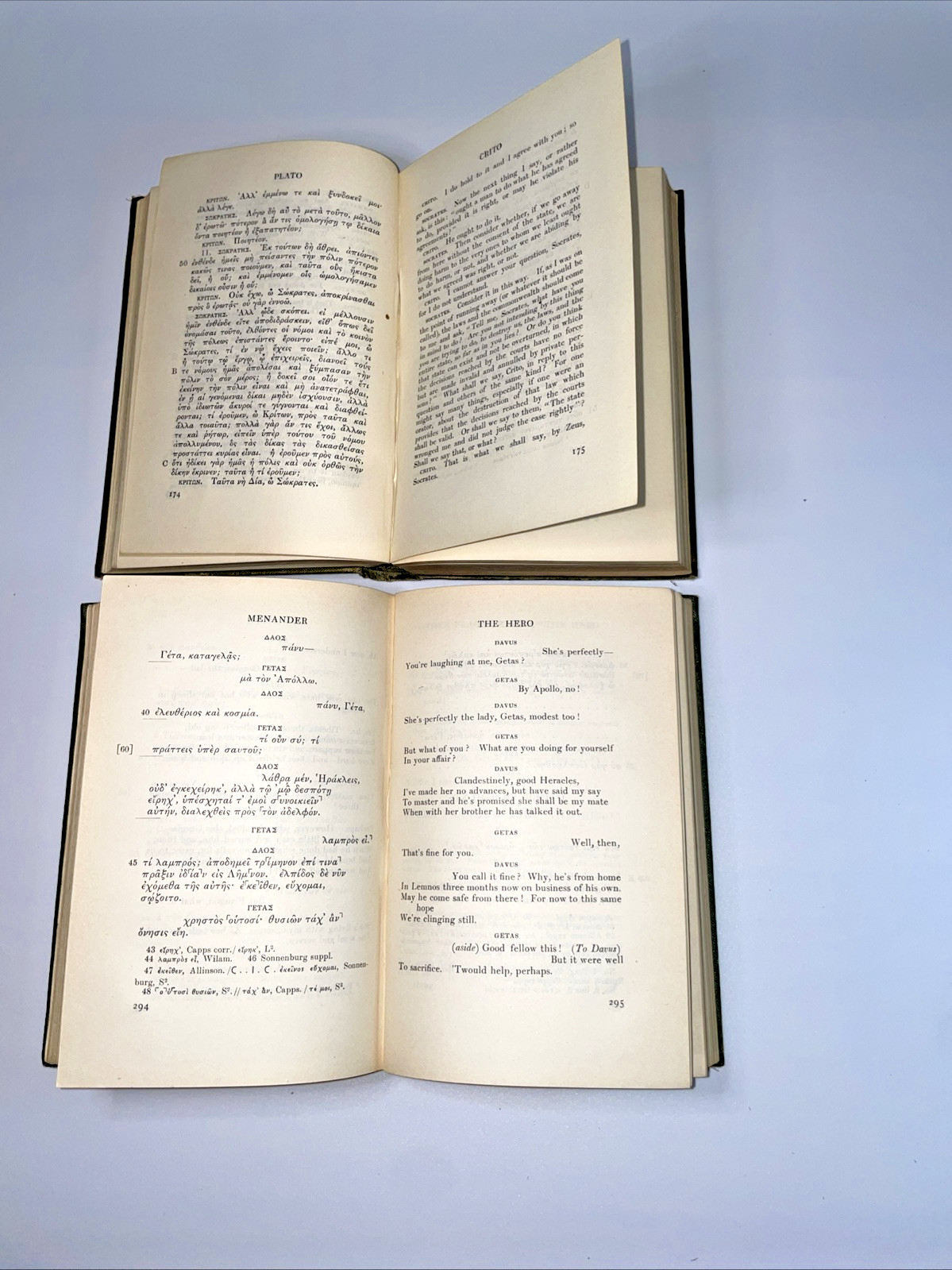 Bundle x2 Heinemann Collection Plato & Menander – 1921/1923