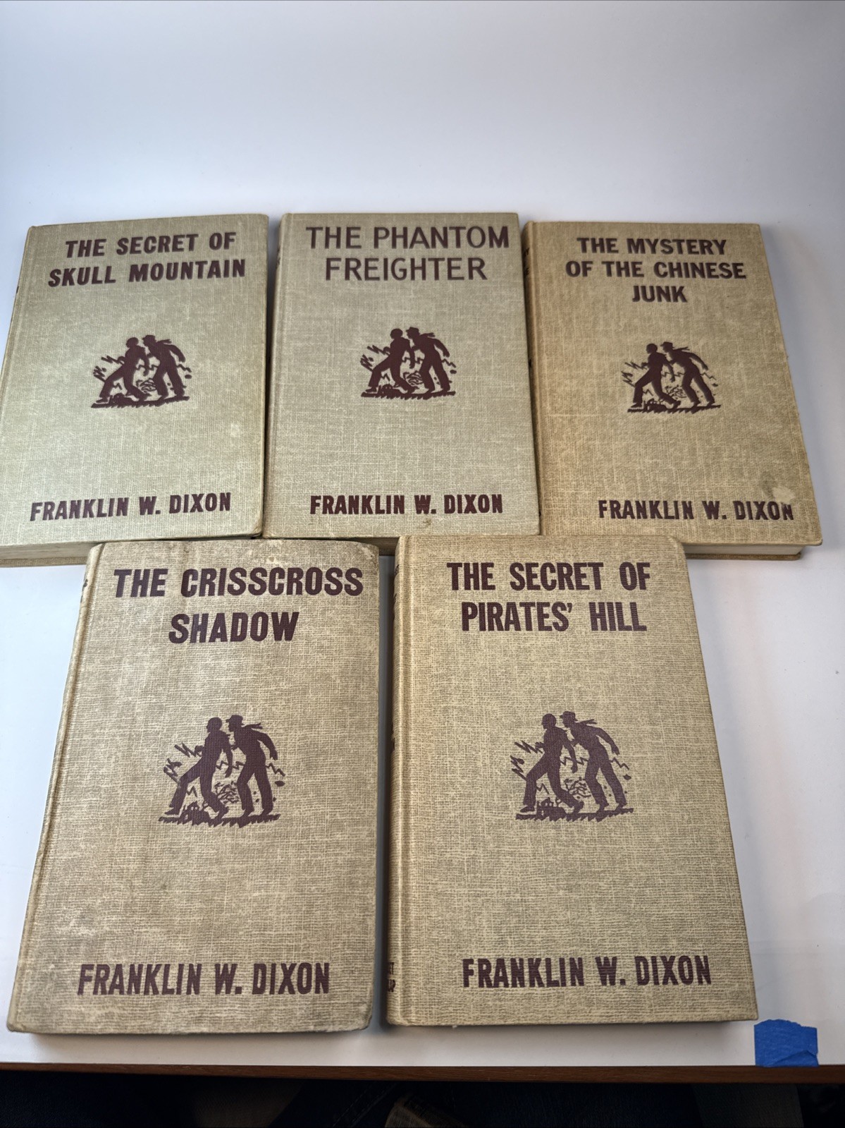 Lot of 5 Vintage Hardy Boys Mysteries – Brown Cloth Bindings Children’s Novels