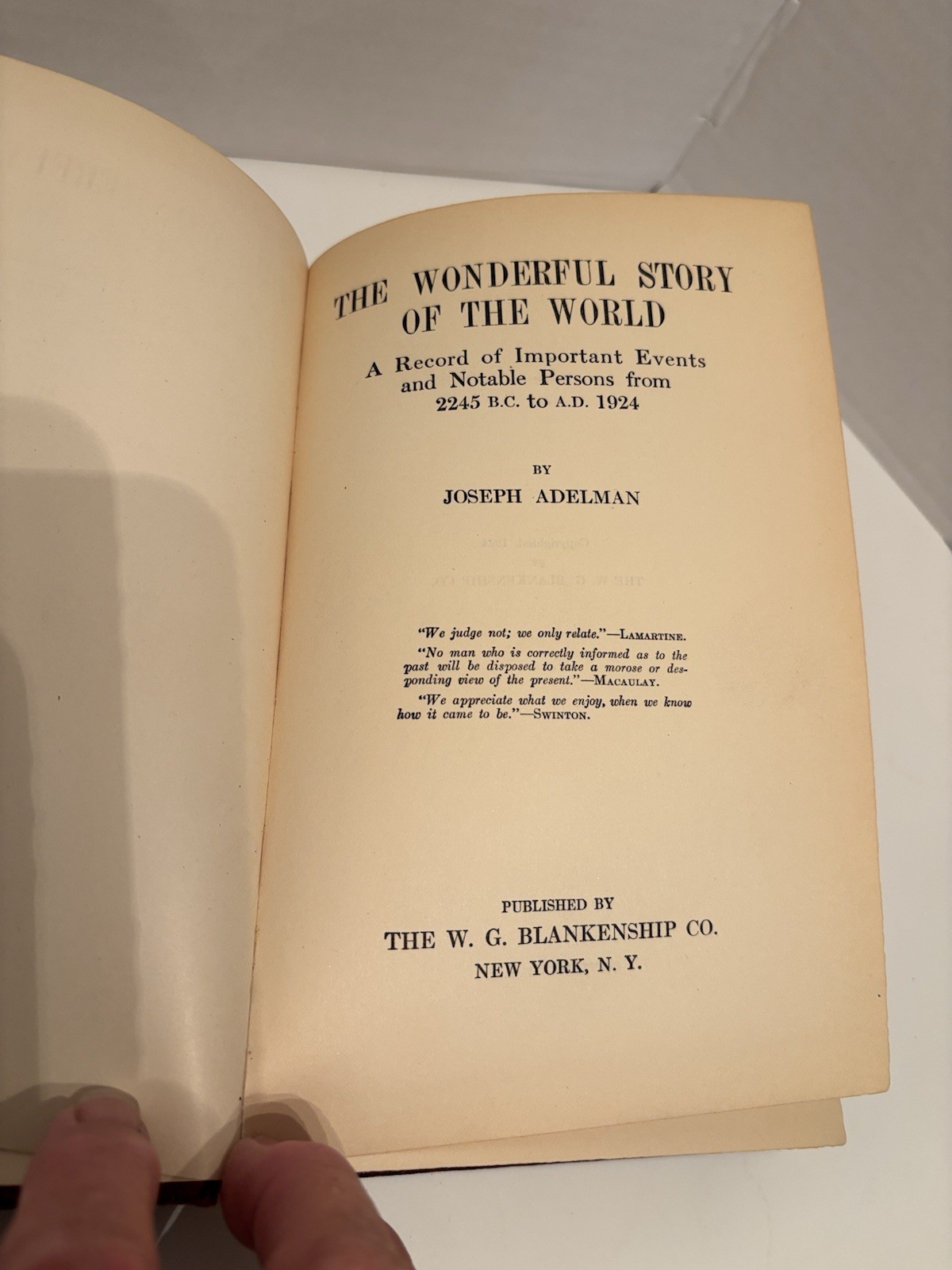 Antique 1924 “The Wonderful Story Of The World” By Joseph Adelman