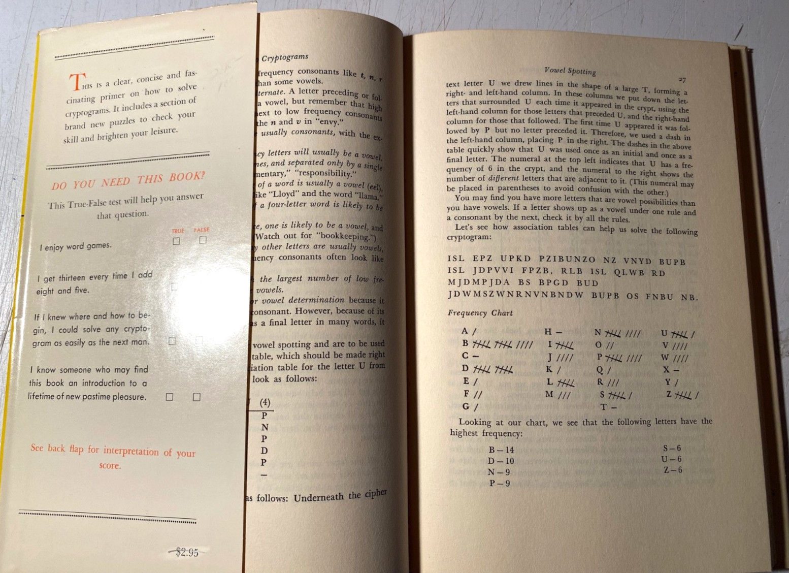INVITATION TO CRYPTOGRAMS-WILLIAMS 1ST HBJ 1959-SCARCE CIPHERS/CODES CLASSIC NF