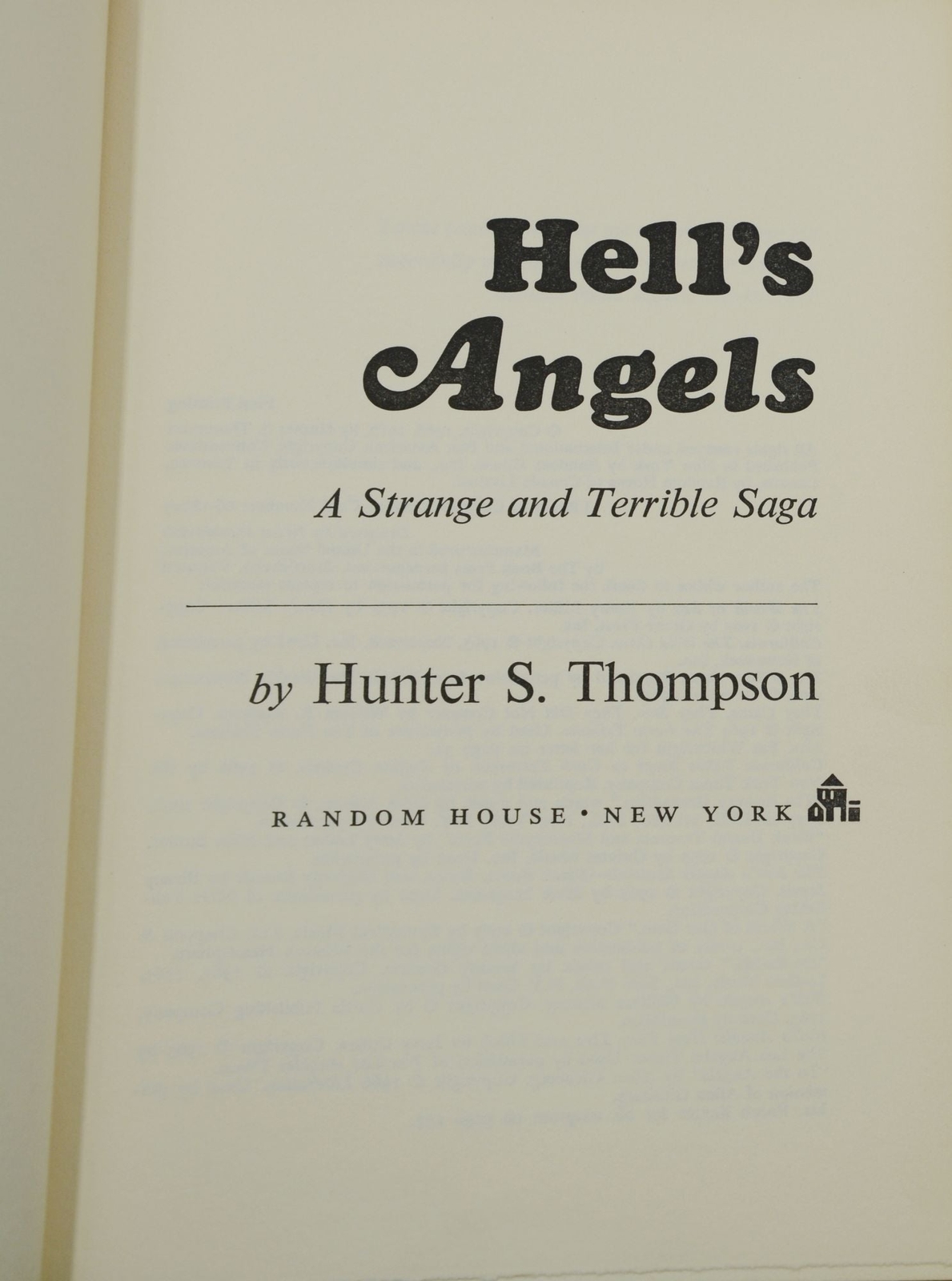 Hell’s Angels by HUNTER S. THOMPSON ~ First Edition 1967 ~ 1st Printing ~ Gonzo