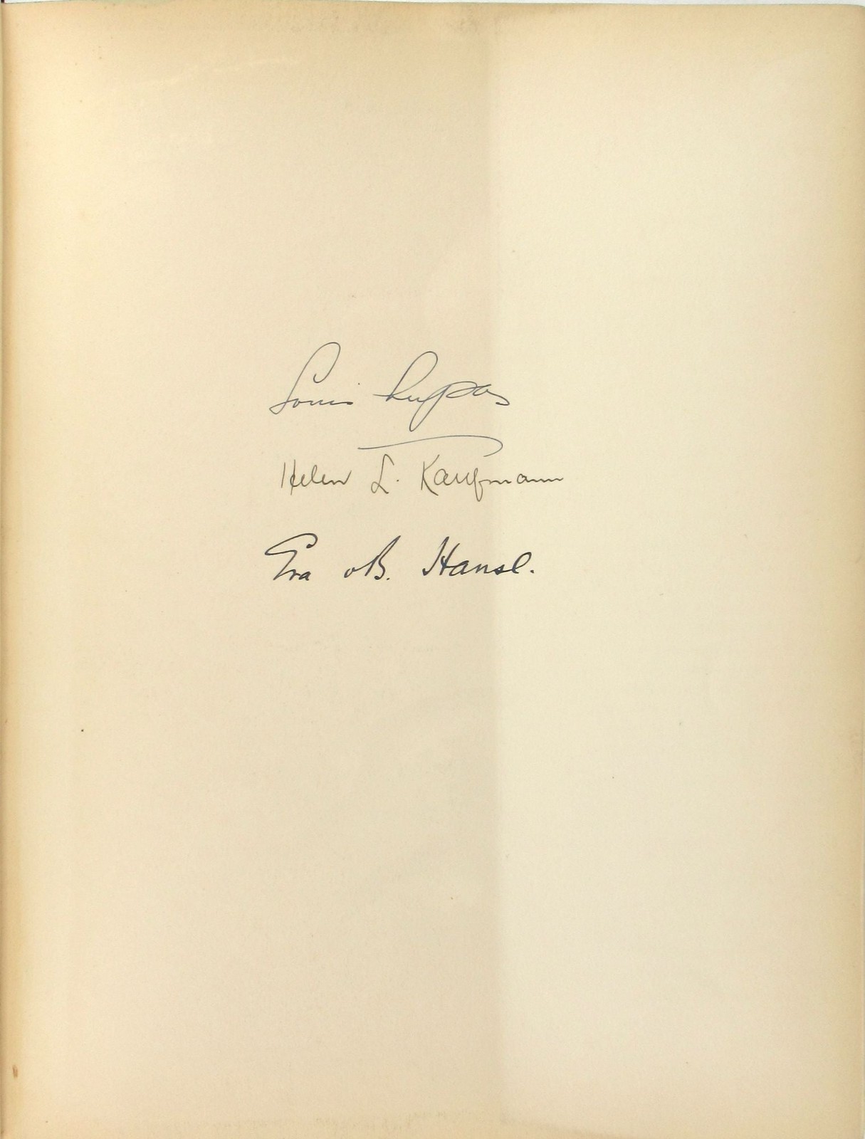 Kaufmann, Hansl, & Lupas / Artists in Music of Today / Signed by All 1st Ed 1933