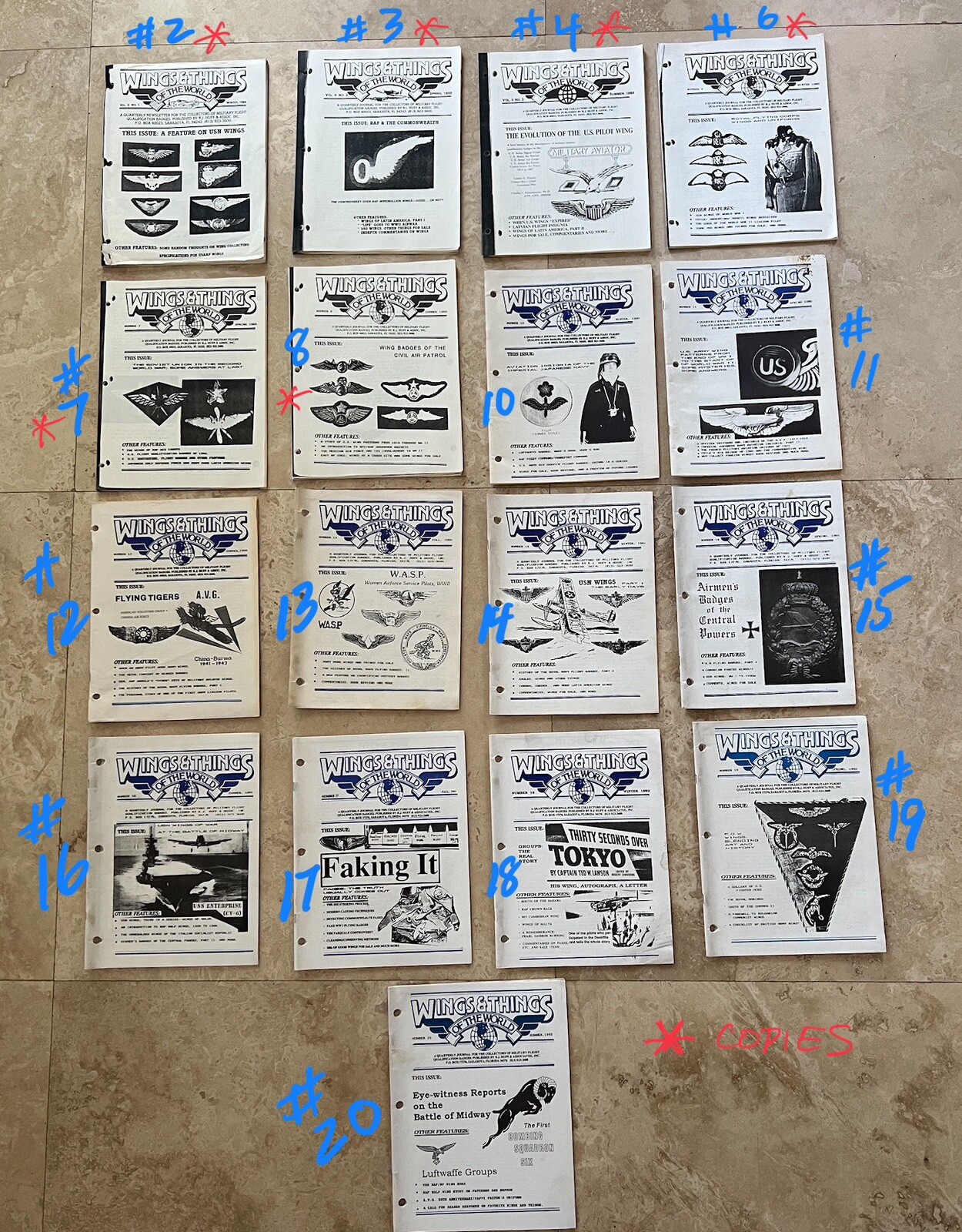 1990’s WINGS & THINGS of the WORLD RUSSELL HUFF 13 Issues Military Pilot Badges