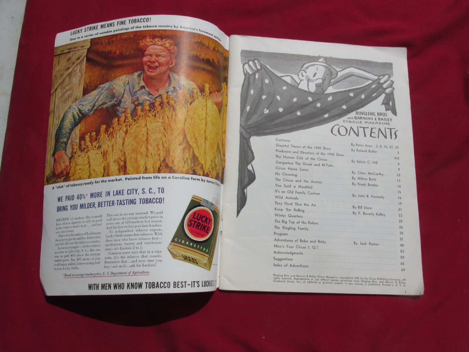 Ringling Bros. Barnum & Bailey Circus Magazine 1942 Peter Arno Art Original