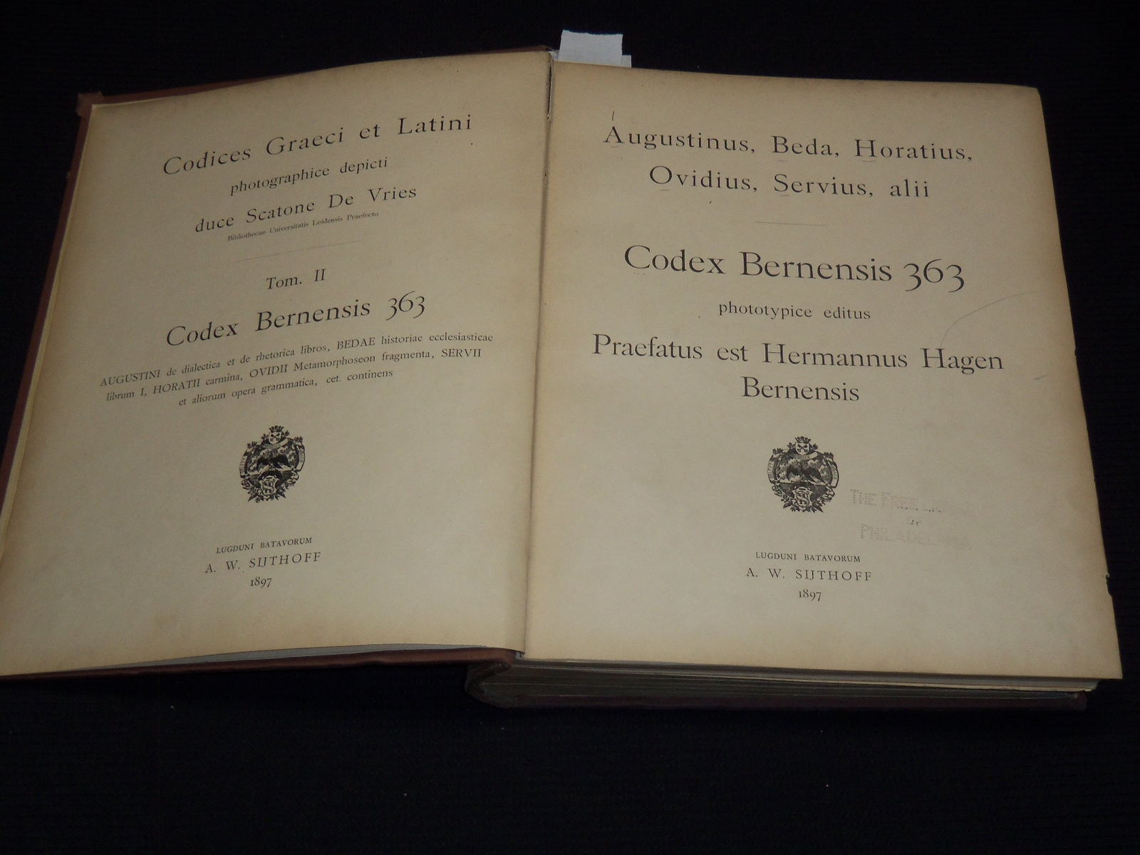 1897 CODICES GRAECI ET LATINI -CODEX BERNENSIS 363 TOME 2 – 394 PLATES – #15