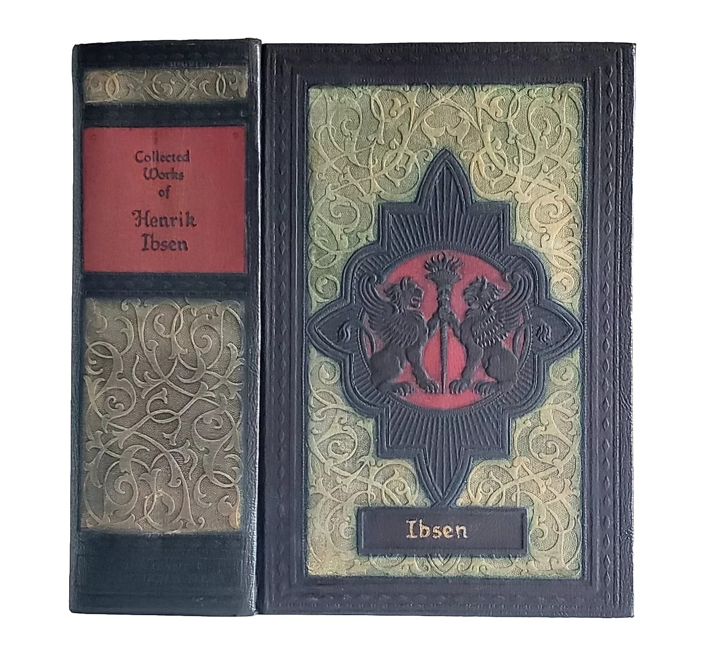 Collected Works Of Henrik Ibsen Antique 1928 Gothic Decorative Cover Griffins