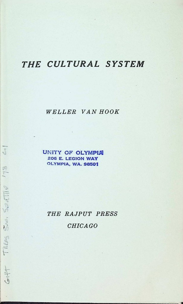 1925 The Cultural System Weller Van Hook Rajput Press Occult Esoteric HC Ex Lib
