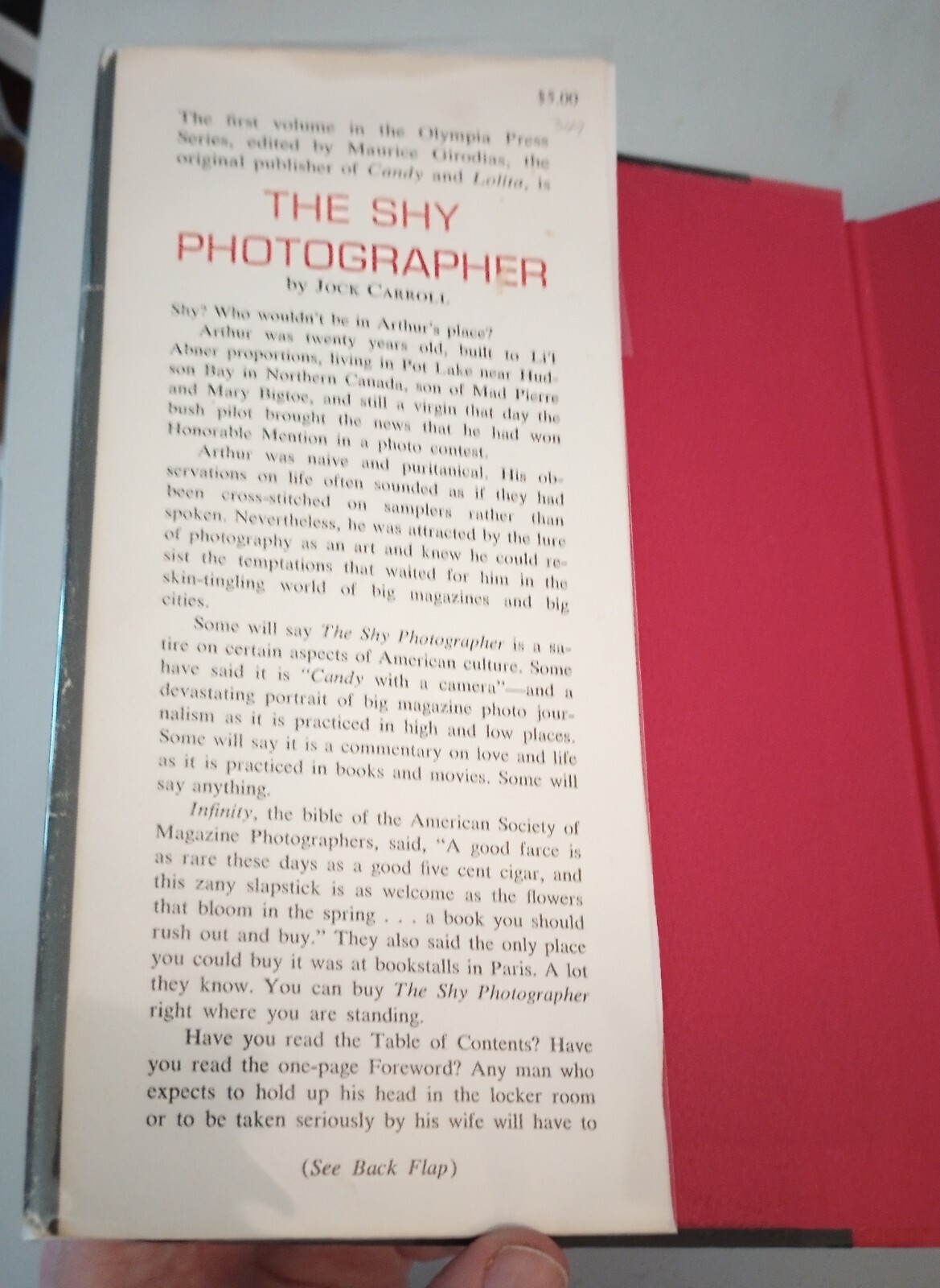 The Shy Photographer Jock Carroll HC – Olympia Press Series, Stein And Day 1964