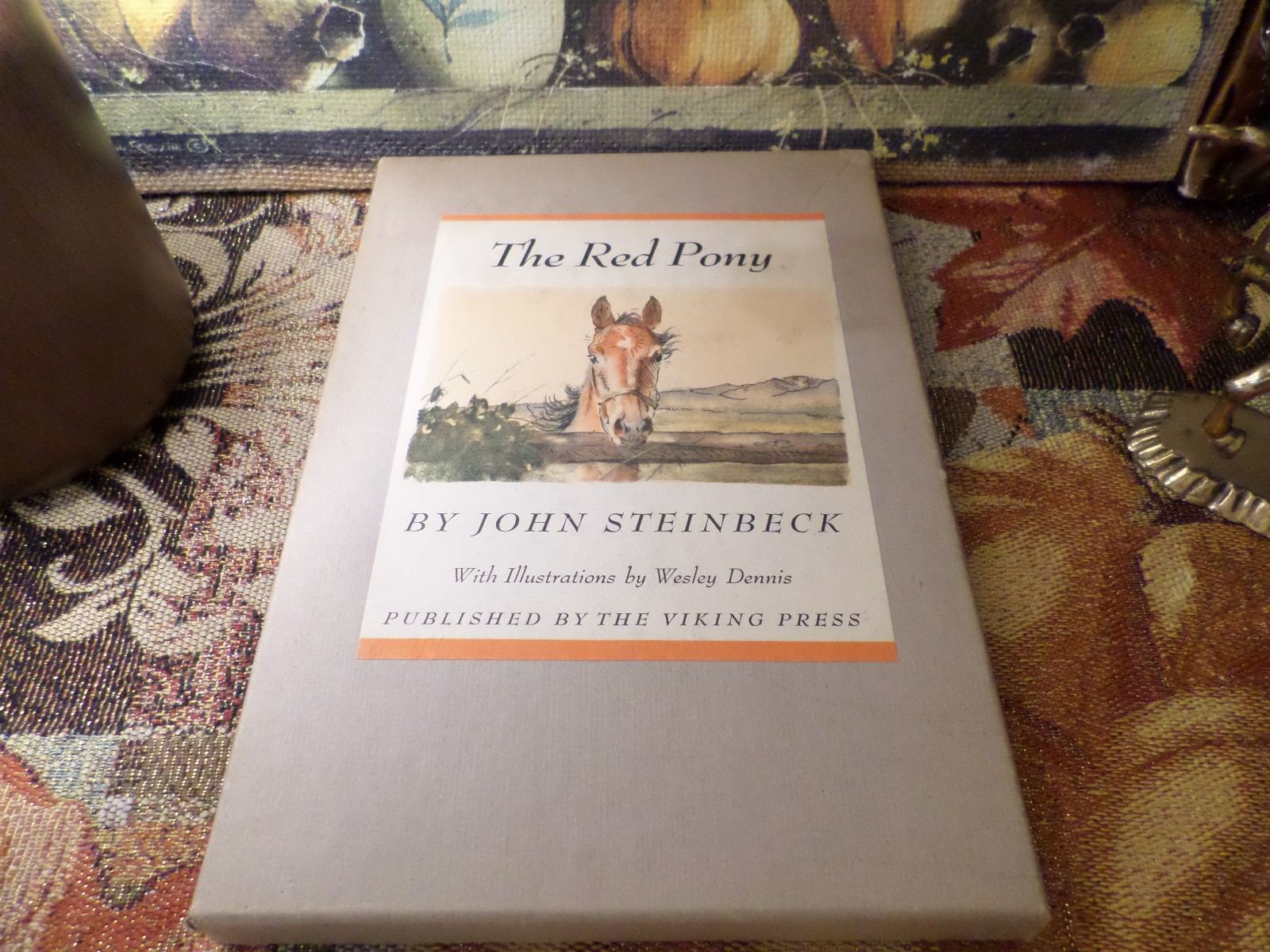 The Red Pony 1945 John Steinbeck FIRST EDITION Vintage Hardcover /w Slipcase