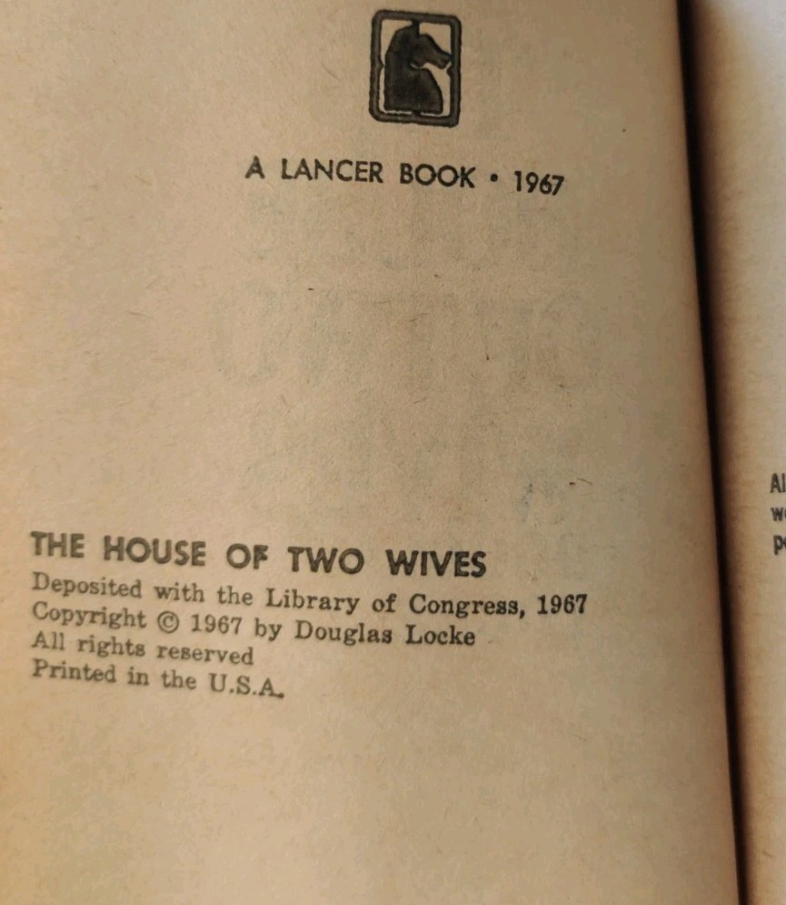The House Of Two Wives by Douglas Locke, Lancer Gothic Suspense, Mystery, Murder