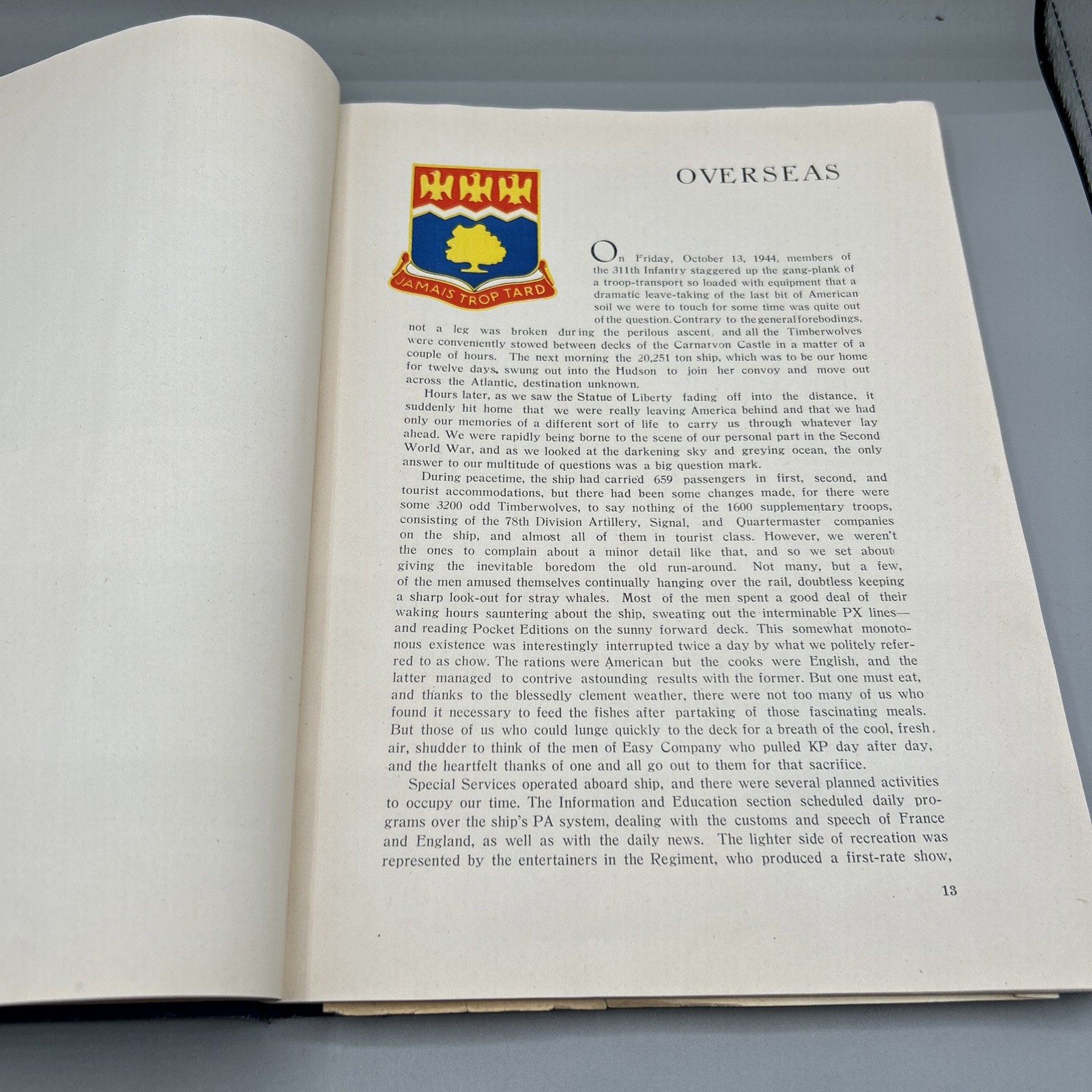 1945 Combat Journal 311th Timberwolf Regiment 78th Lightning Division
