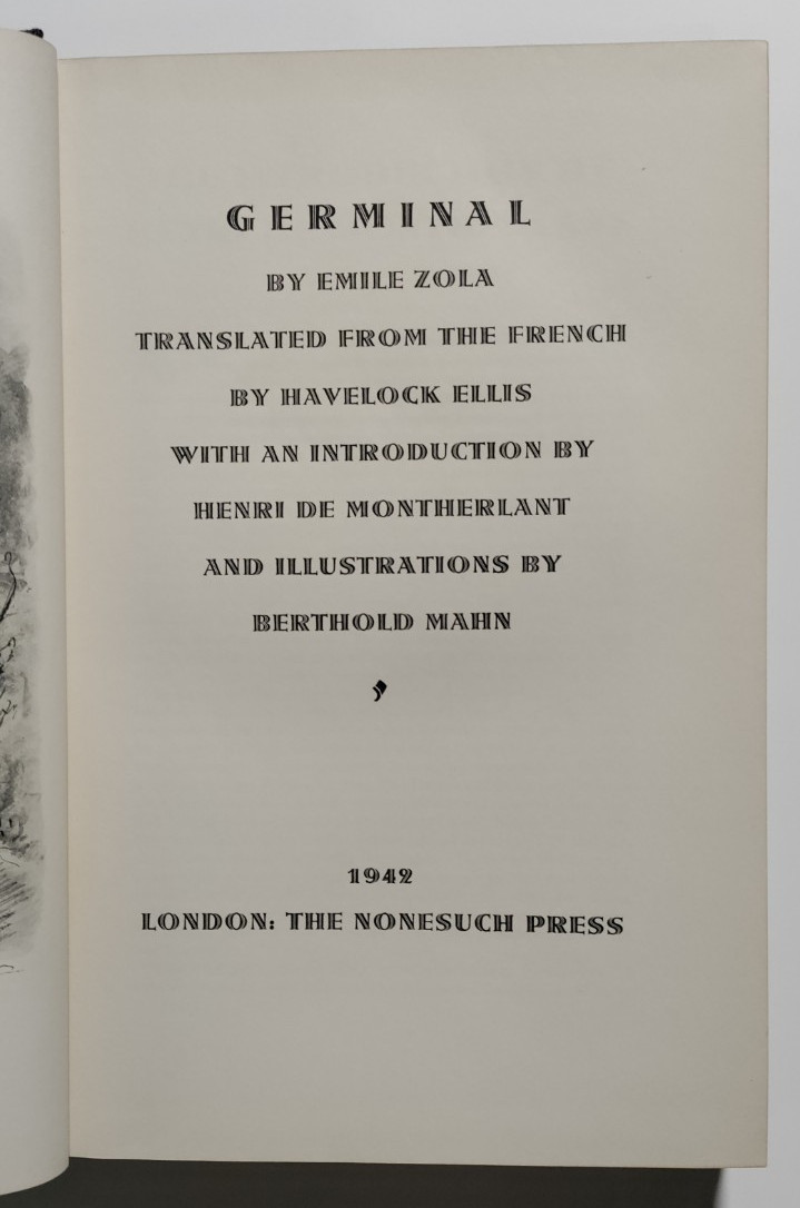 Emile Zola – Germinal – The Nonesuch Press, London, 1942 – Illustrated