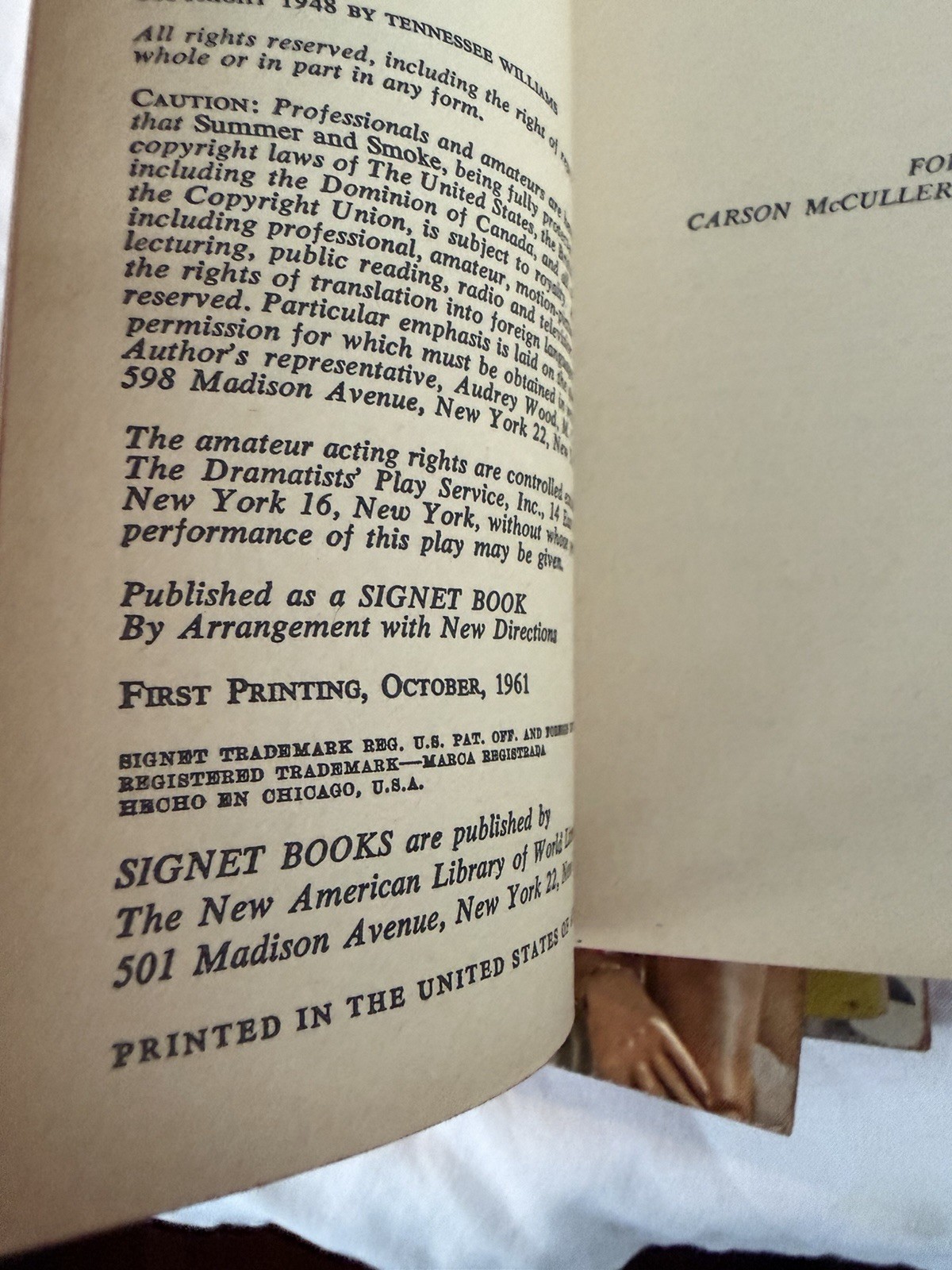 TENNESSE WILLIAMS 1st Signet Printing PB Lot 4 Paperbacks