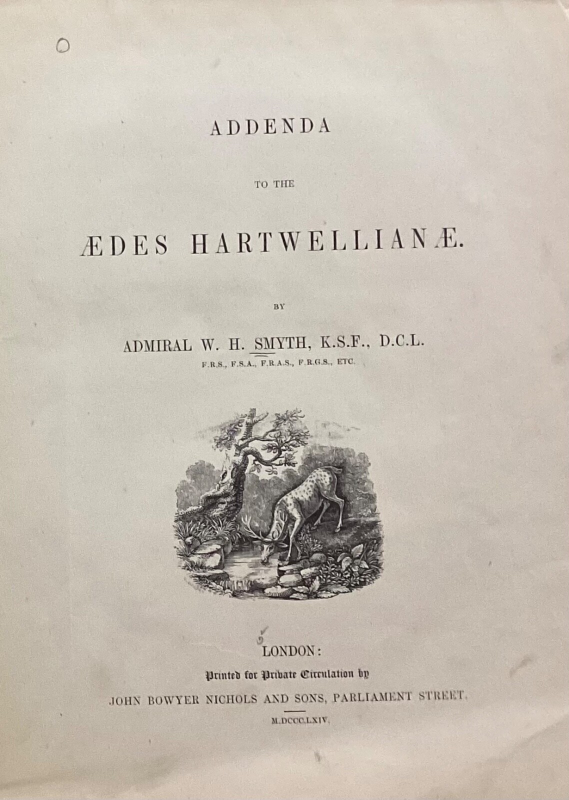 1864 Addenda to the Aedes Hartwellianae by W.H. Smyth, Illustrated