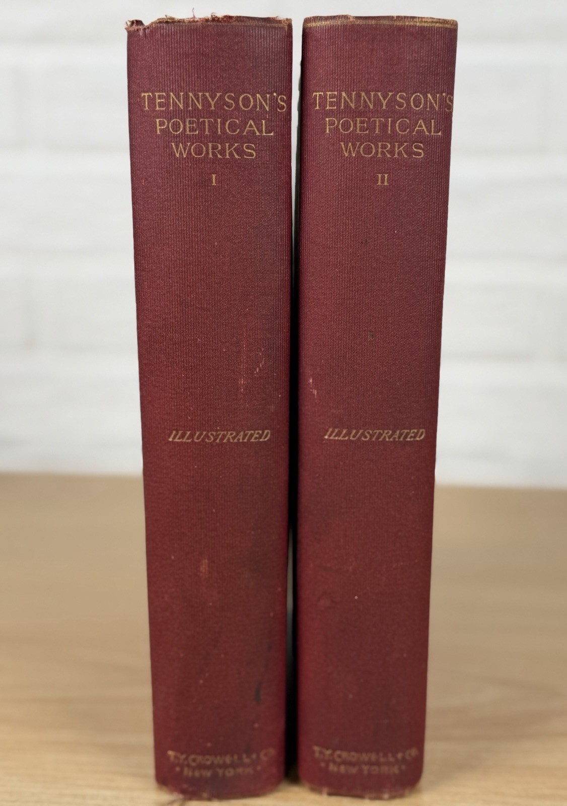 1885 Alfred Lord Tennyson Poetical Works 2 Vol Set Illustrated Thomas Y Crowell