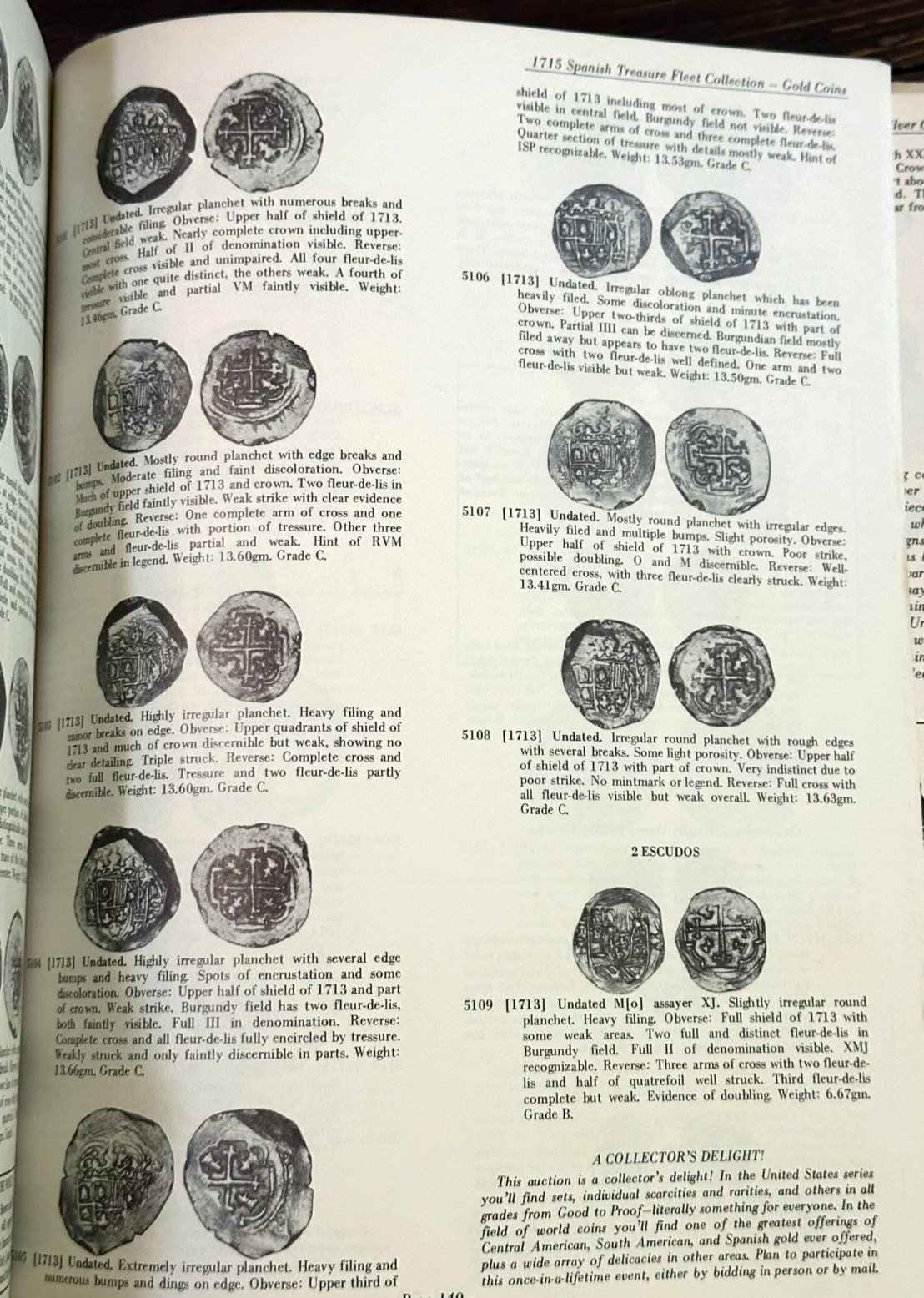 HAROLD BLAUVELT 1715 SPANISH TREASURE FLEET COIN COLLECTION AUCTION RESULTS 1977
