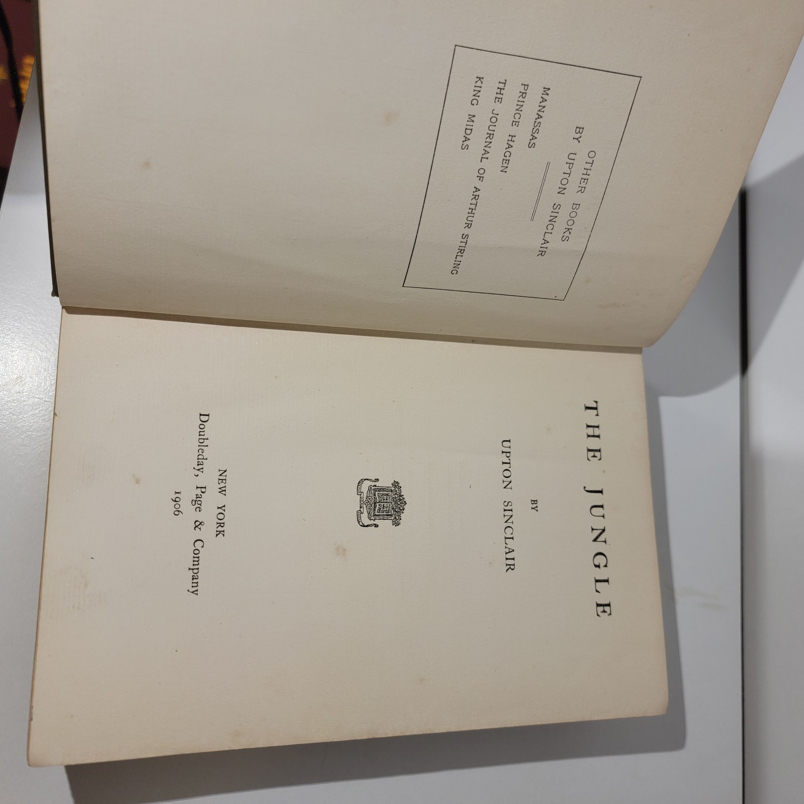 The Jungle by Upton Sinclair First Edition 1906, Doubleday, Page & Company