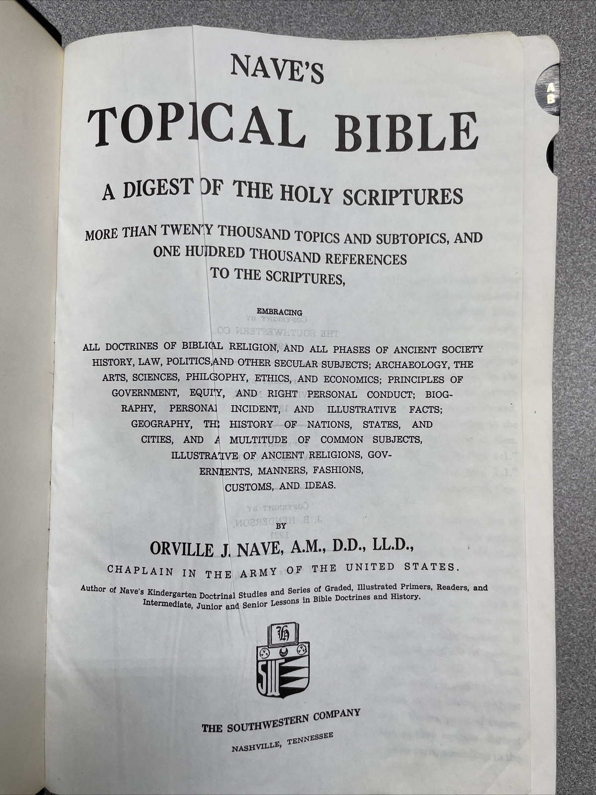 1962 Nave’s Topical Bible Digest of the Holy Scriptures Imitation Leather