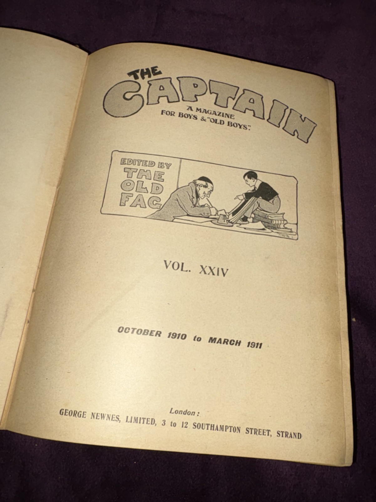 THE CAPTAIN „A MAGAZINE FOR BOYS & OLD BOYS“ VOL. XXIV 1910 antique book