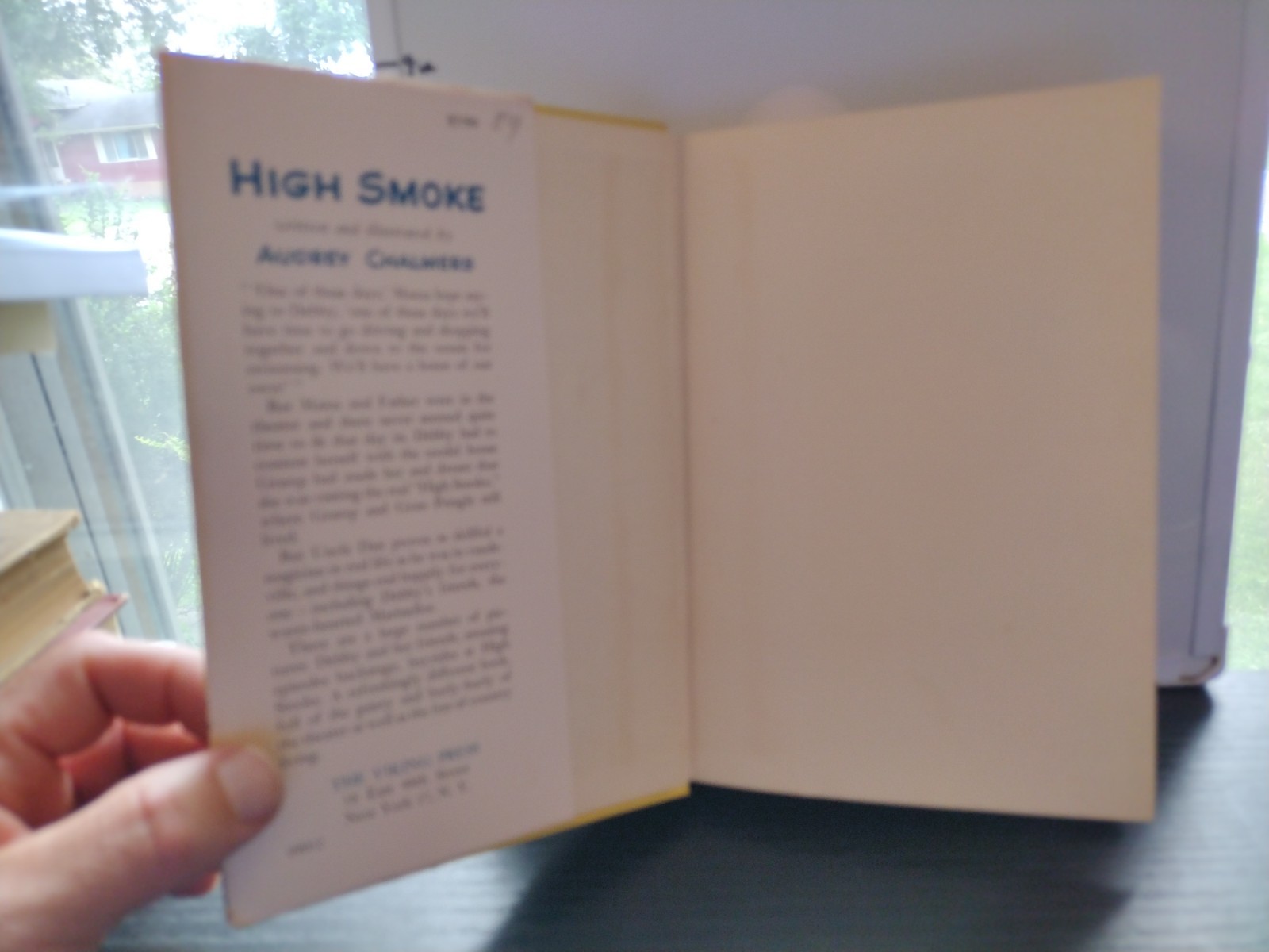 High Smoke Written & Illustrated by Audrey Chalmers The Viking Press 1950 w/DJ