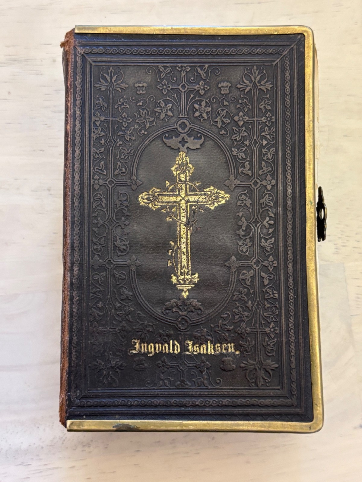 Antique 1887 Norwegian Danish Lutheran Landstads Salmebog Hymnal Brass Clasp