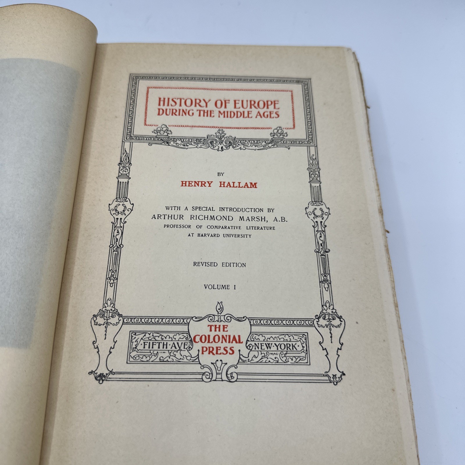 History of Europe During the Middle Ages by Henry Hallam Vol I. 1899 Ed HC Book