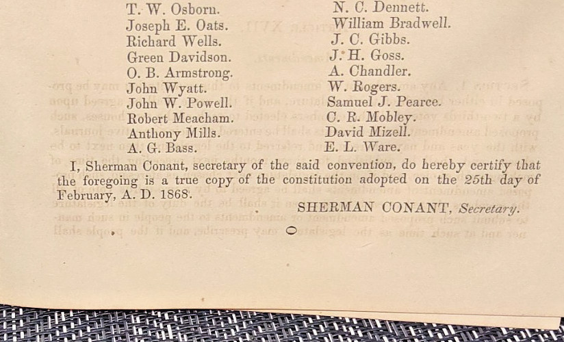 1868 President Andrew Johnson submitting to congress the Florida Constitution