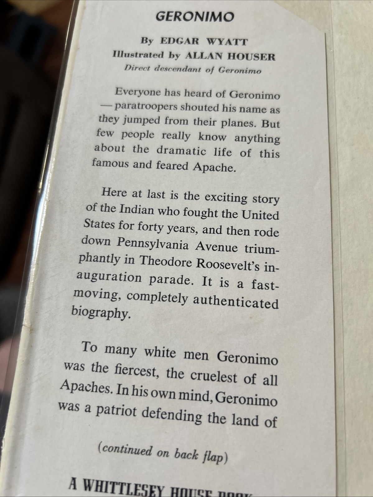 GERONIMO;THE LAST APACHE CHIEF,1952,Edgar Wyatt,Illust,DJ