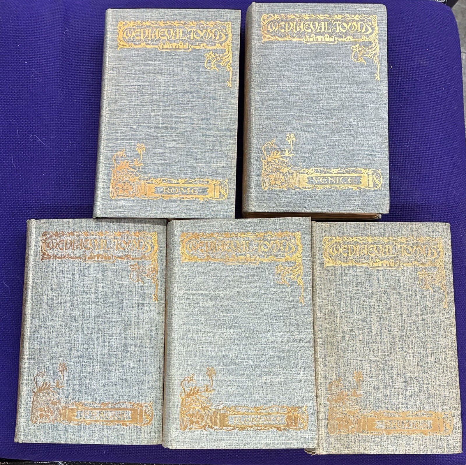 1902 MEDIEVAL TOWNS Lot Of 5 Books Rome Prague Venice Bruges Florence