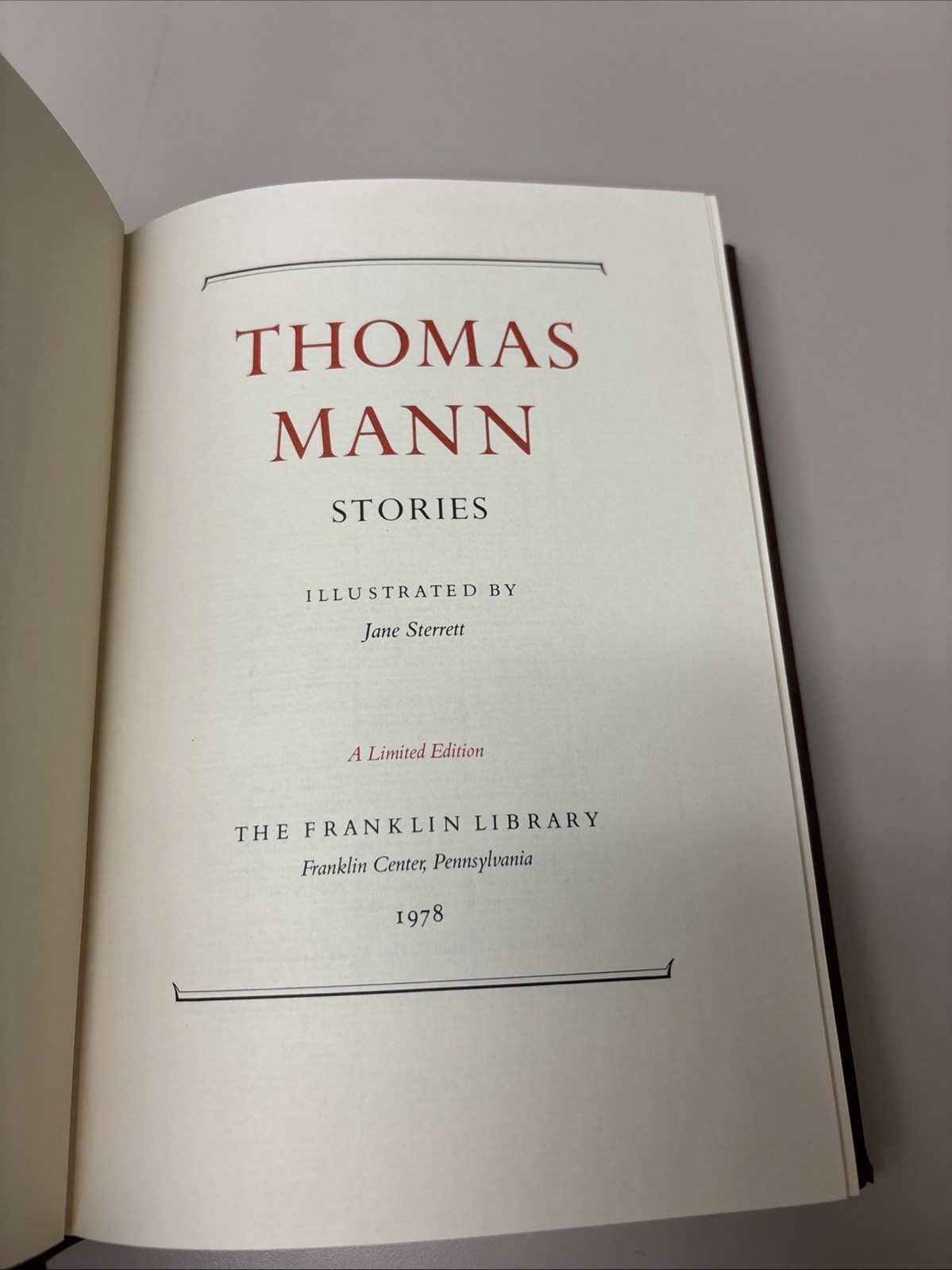 Franklin Library Thomas Mann 1978 Stories + Notes from Editor Limited Edition