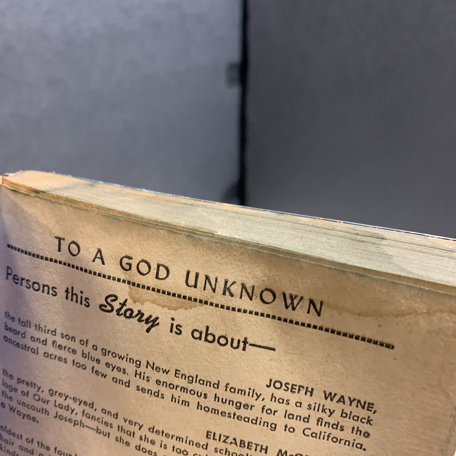 TO A GOD UNKNOWN ~ John Steinbeck ~ DELL MAP BACK #358-ACCEPTABLE