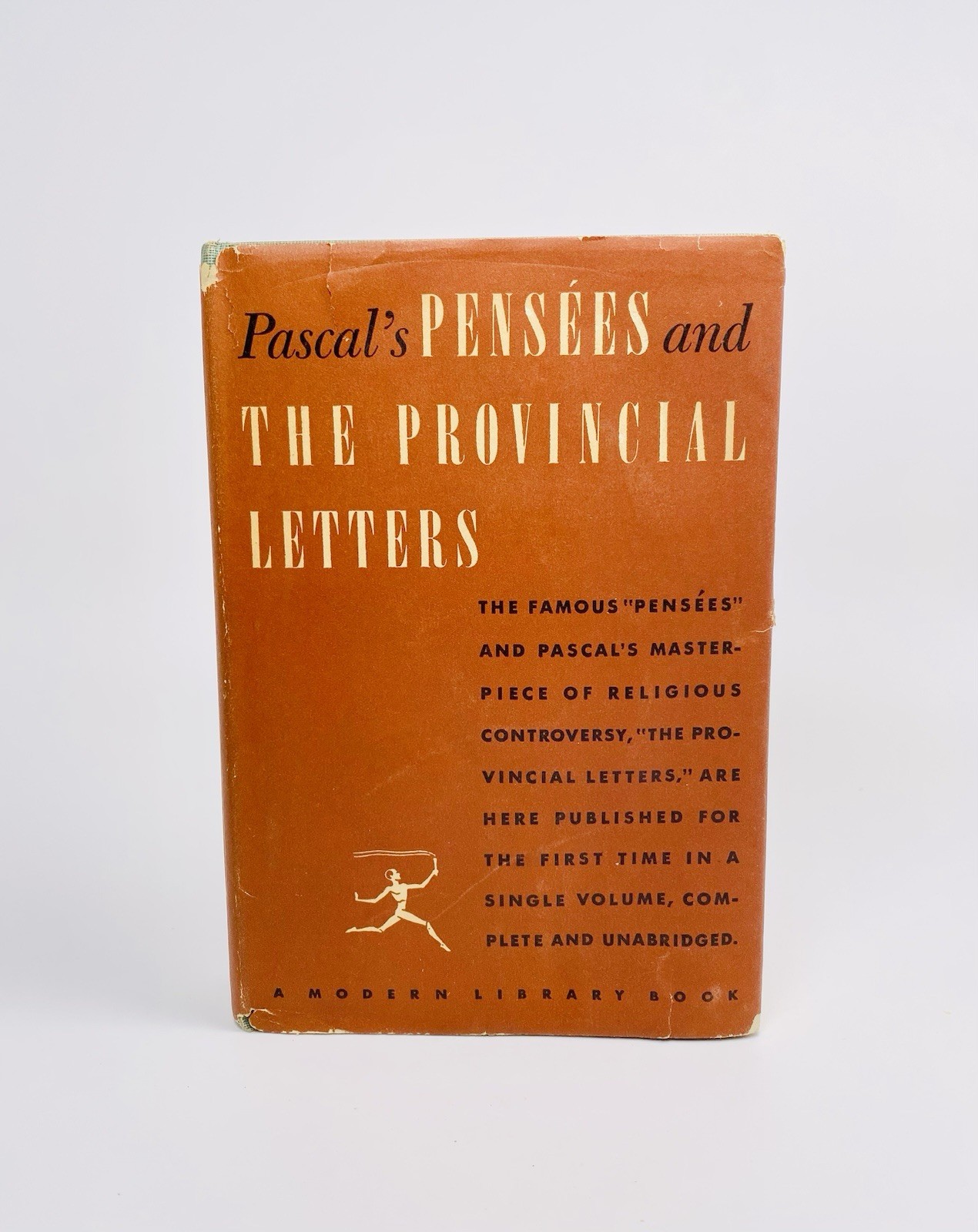 PASCAL, PENSÉES and PROVINCIAL LETTERS, MODERN LIBRARY, # 164, 1941, DJ in MYLAR
