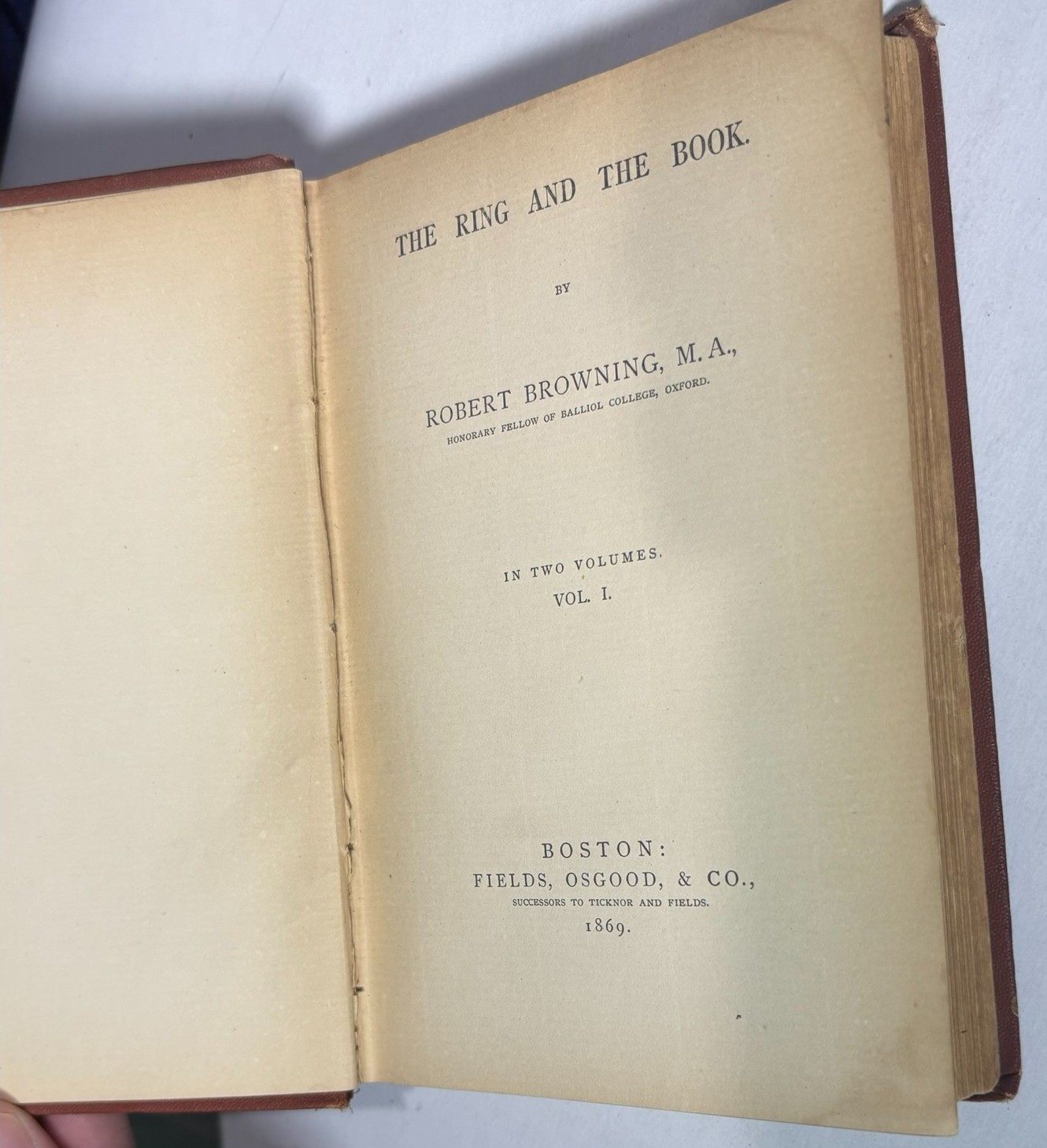 Robert Browning The Ring and the Book 2 Vol Set 1869 Fields Osgood HC Antique