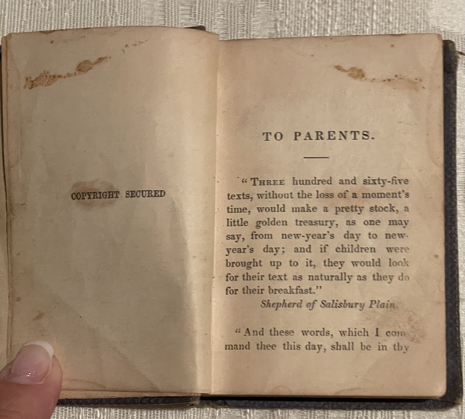 The Child’s Daily Food, Publisher Springfield, MA;G.&C. Marriam 1835 Hardcover